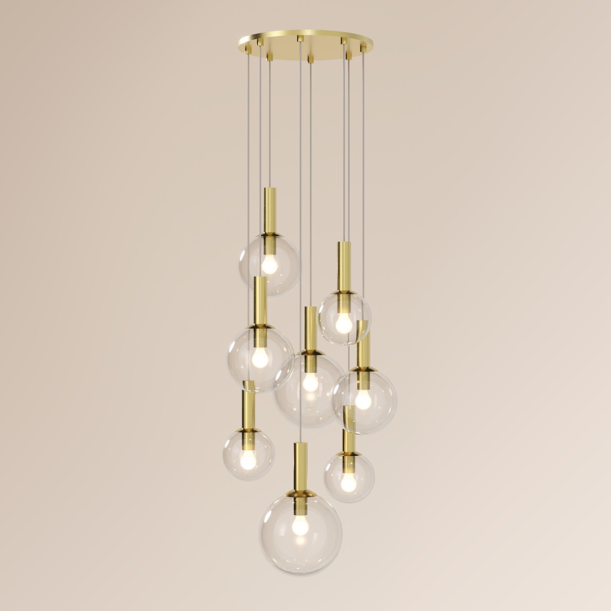 Bubbles 8 Light 29 inch Satin Brass Chandelier Ceiling Light