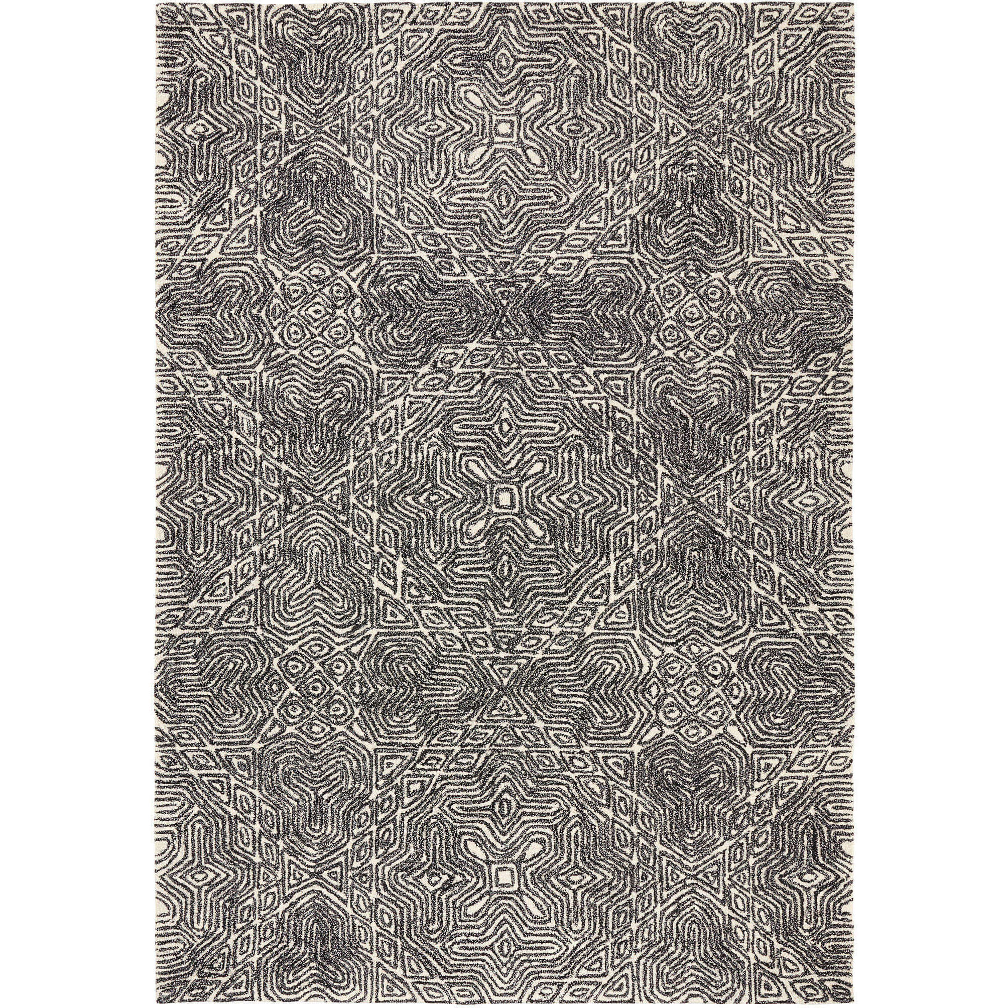 Mitra 130 X 94 inch Black/White Rug in 8 x 11