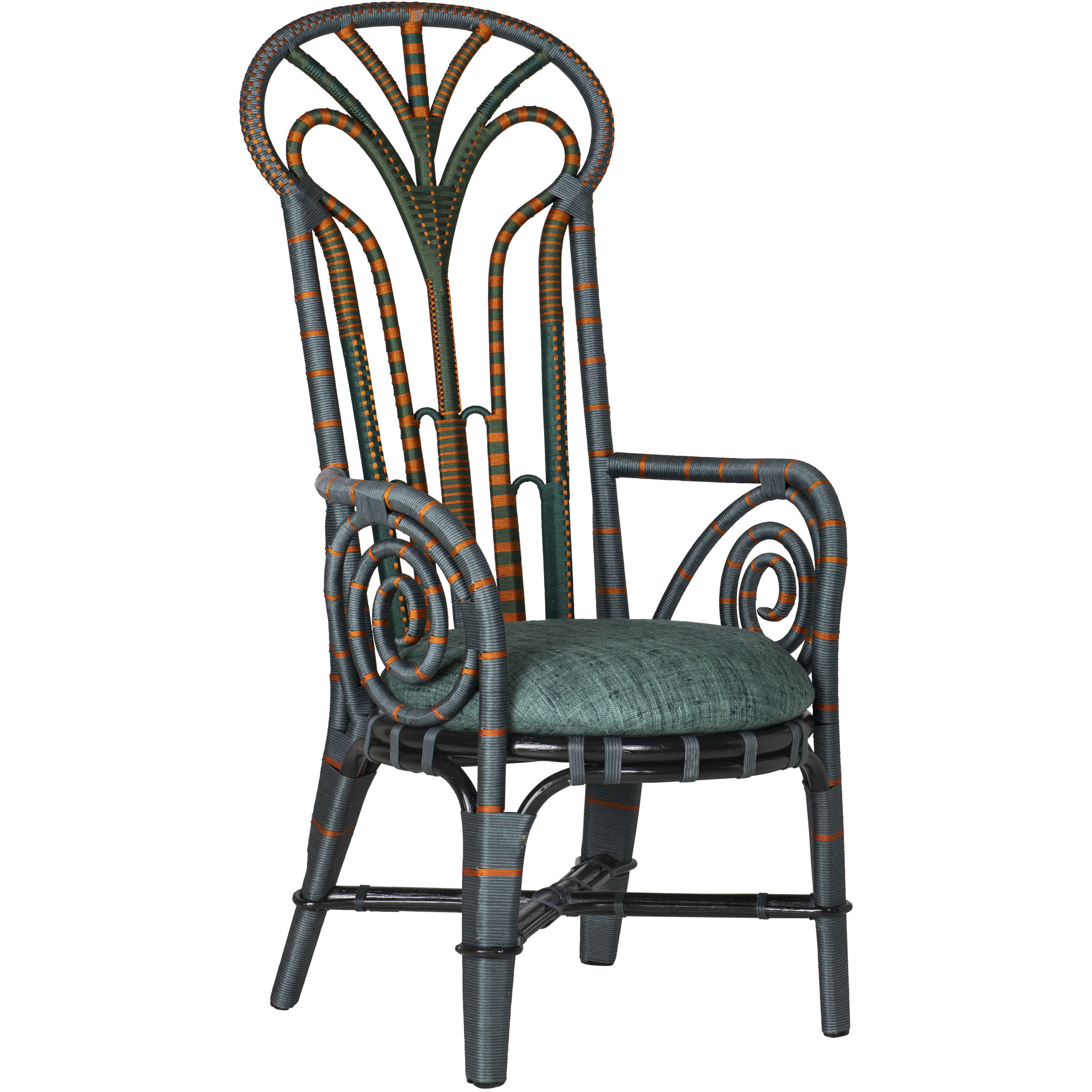 Benin Throne Green and Orange and Trevino Julep Accent Chair