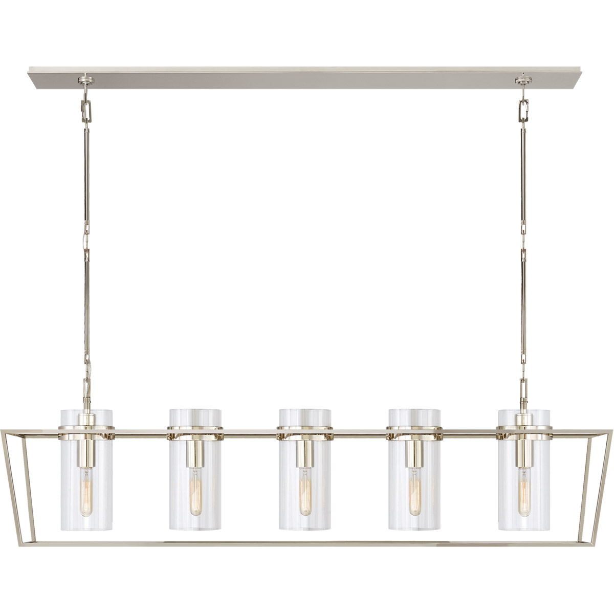 Ian K. Fowler Presidio 5 Light 54 inch Polished Nickel Linear Lantern Pendant Ceiling Light, Large
