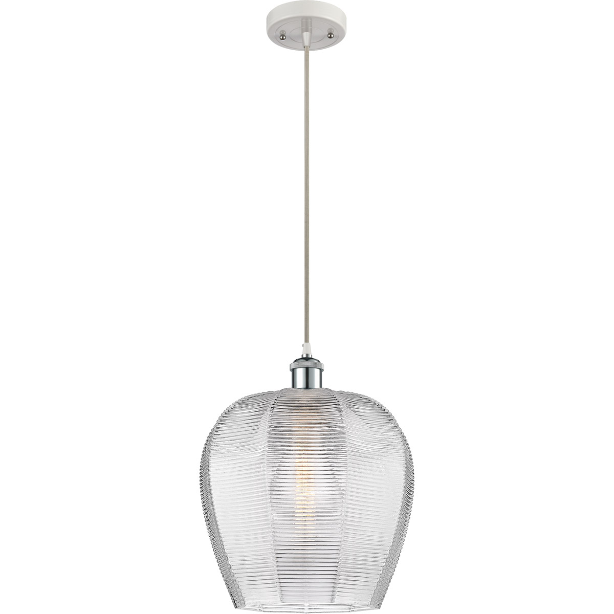 Ballston Norfolk LED 12 inch White and Polished Chrome Mini Pendant Ceiling Light in Clear Glass