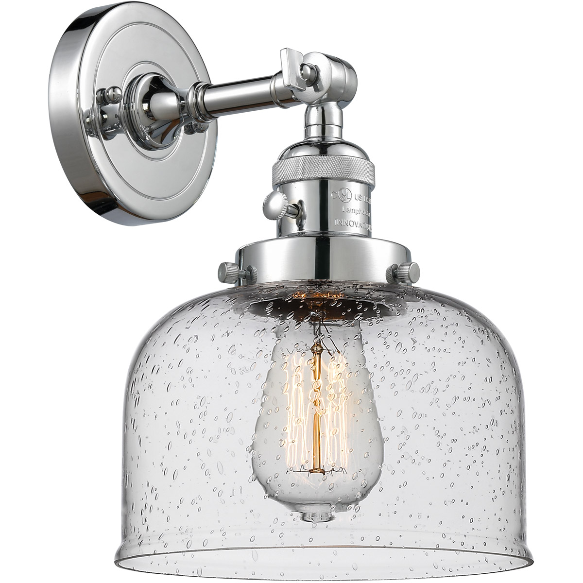 Franklin Restoration Large Bell LED 8 inch Polished Chrome Sconce Wall Light, Franklin Restoration