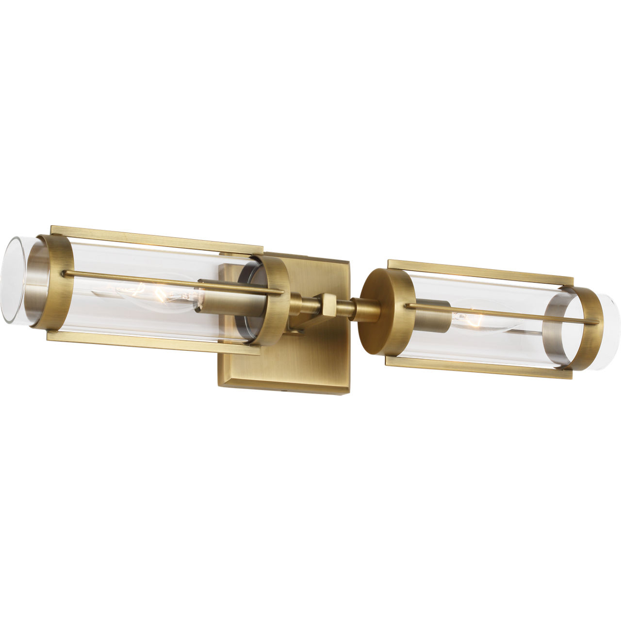 Flynn 2 Light Time Worn Brass Linear Vanity Wall Light