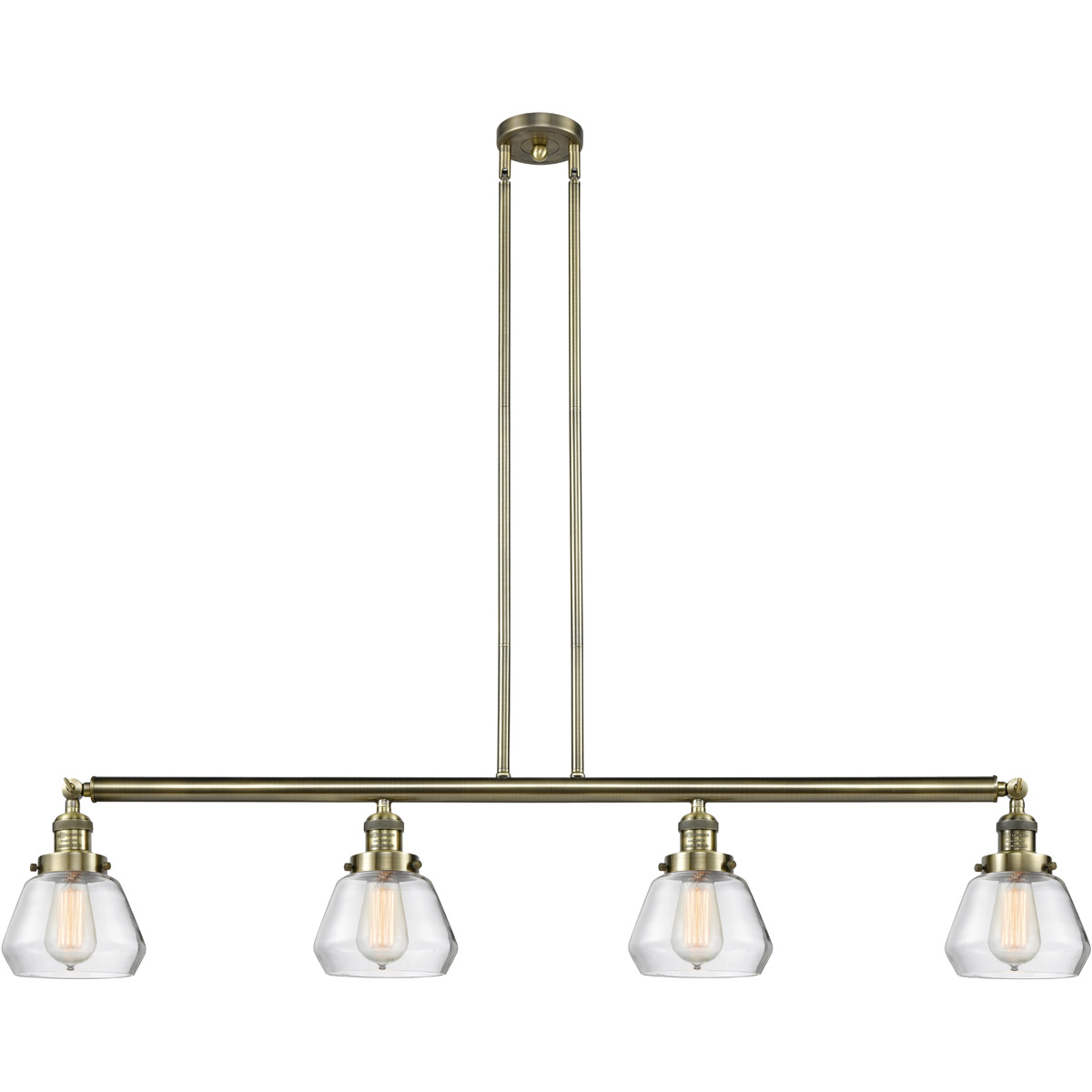 Franklin Restoration Fulton 4 Light 51.38 inch Antique Brass Island Light Ceiling Light in Clear Glass, Franklin Restoration