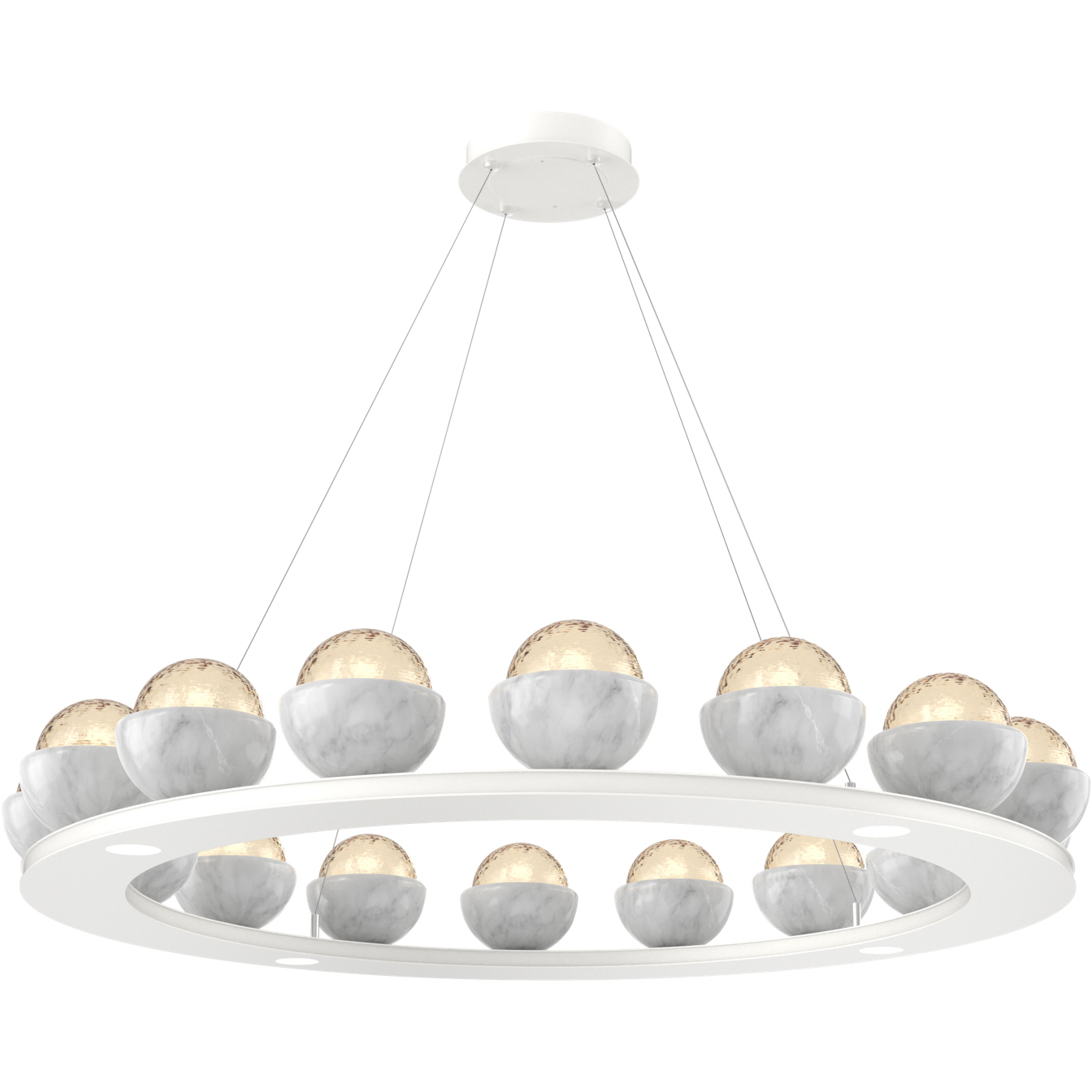 Cabochon LED 46.8 inch Salt White with White Marble Chandelier Ceiling Light in 3000K LED, Amber, Large