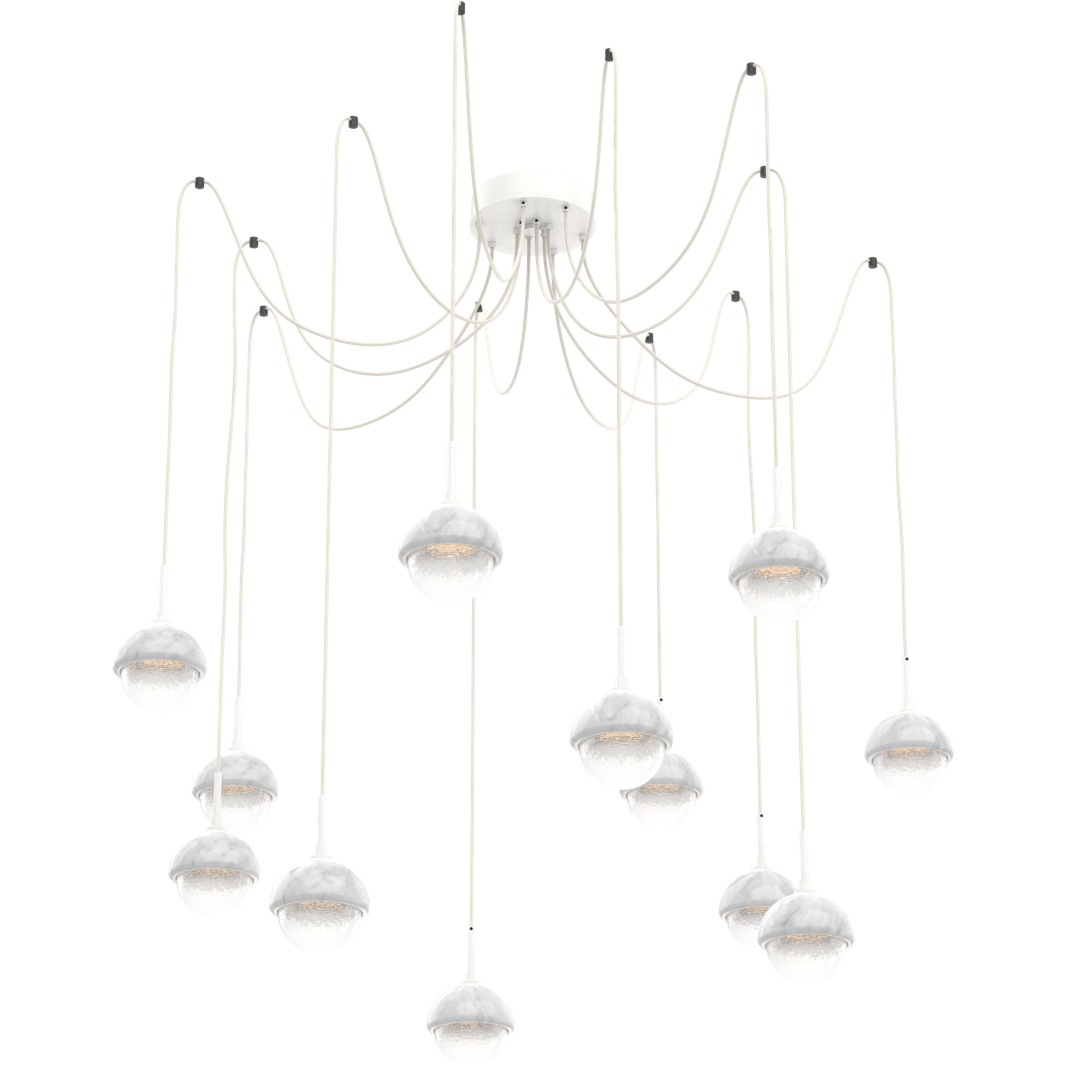 Cabochon LED 14.1 inch Salt White with White Marble Swag Multi-Pendant Ceiling Light in 2700K LED