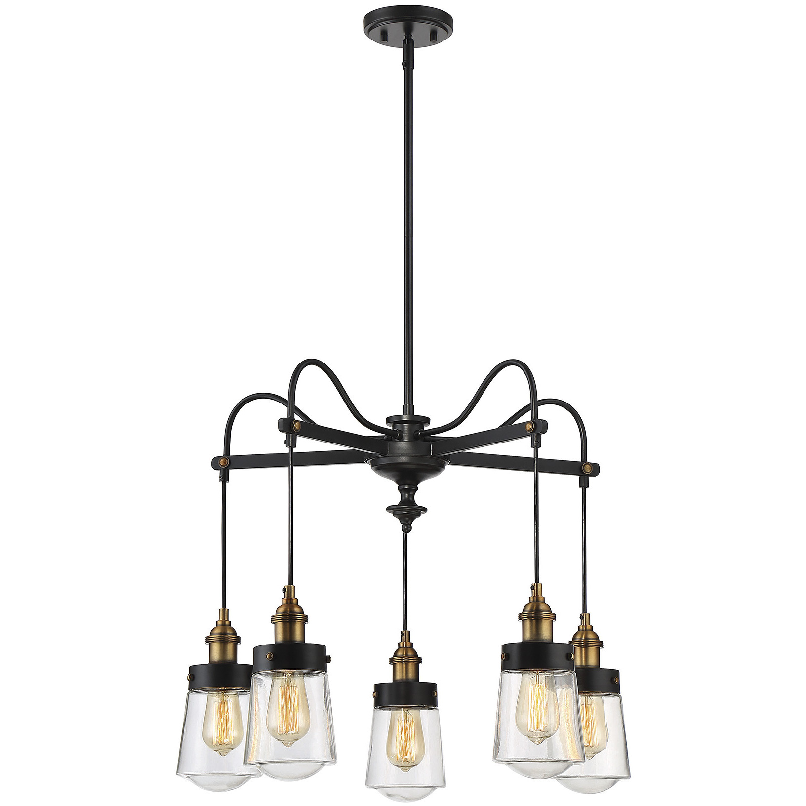 Macauley 5 Light 26 inch Vintage Black with Warm Brass Chandelier Ceiling Light