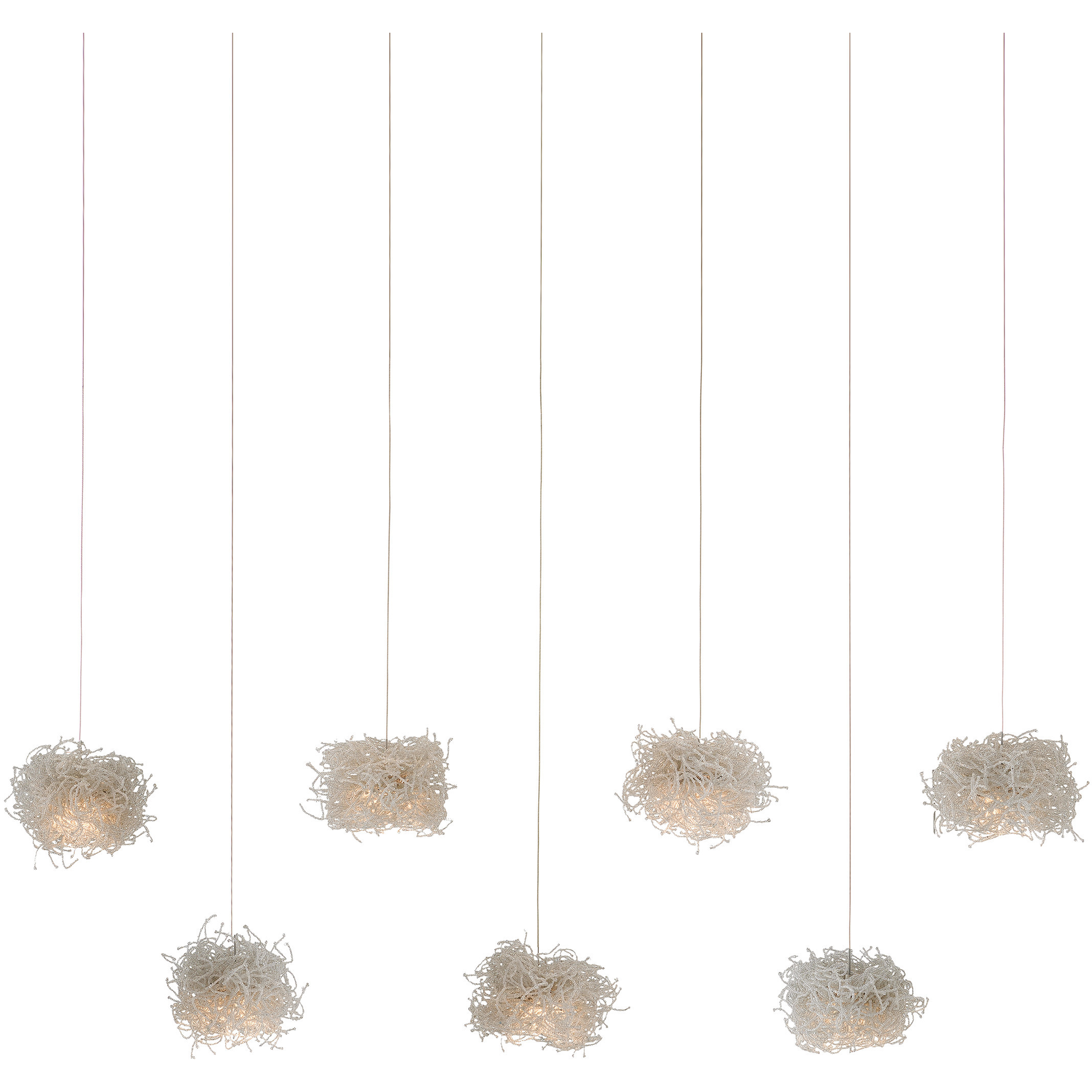 Birds Nest 7 Light 60 inch Silver Multi-Drop Linear Pendant Ceiling Light