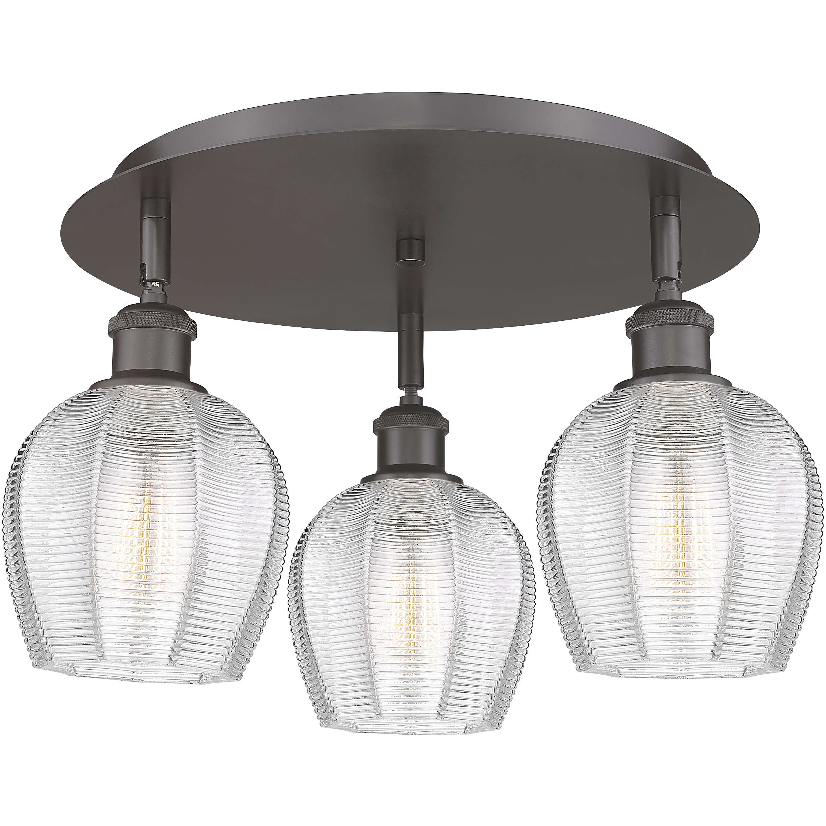 Norfolk 3 Light 17.5 inch Oil Rubbed Bronze Flush Mount Ceiling Light in Clear