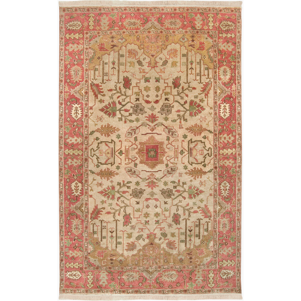 Adana 102 X 66 inch Brown and Red Area Rug, Wool