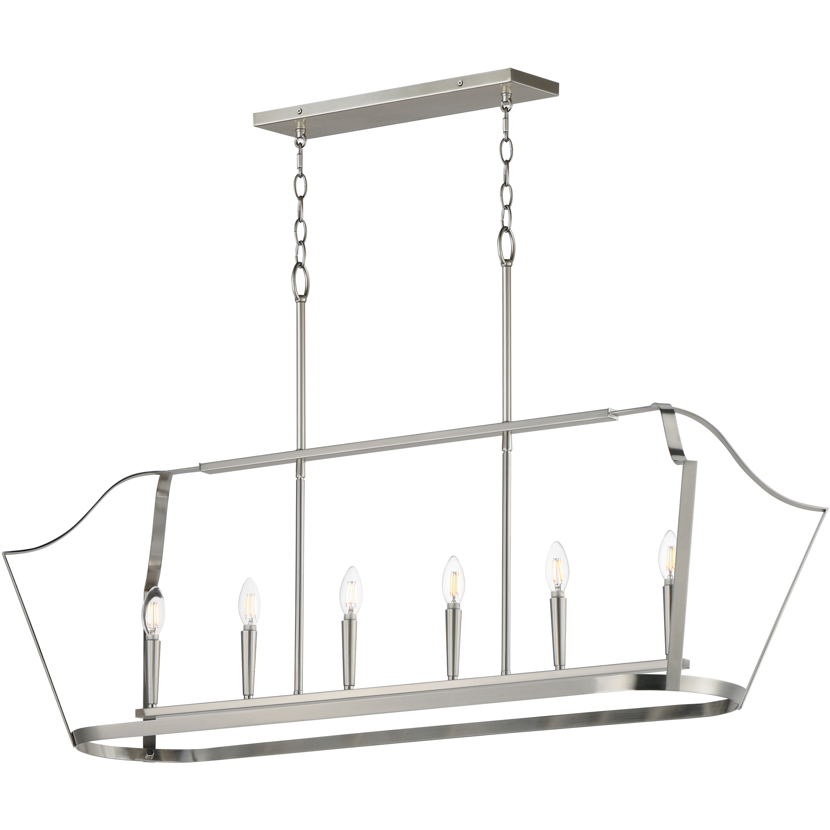 Arden 6 Light 48 inch Satin Nickel Linear Pendant Ceiling Light
