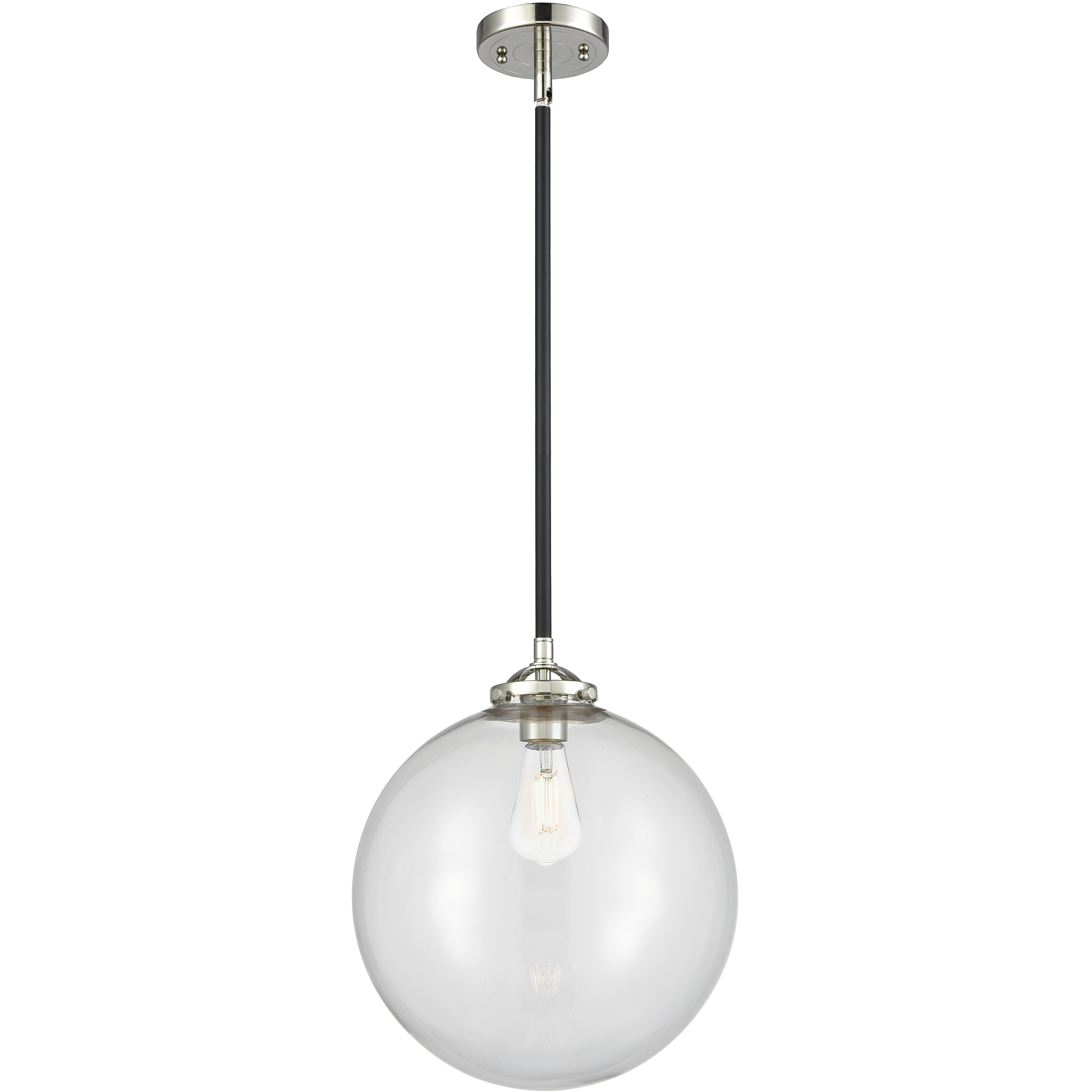 Nouveau Beacon 1 Light 12 inch Black Polished Nickel Mini Pendant Ceiling Light in Incandescent, Clear, Nouveau