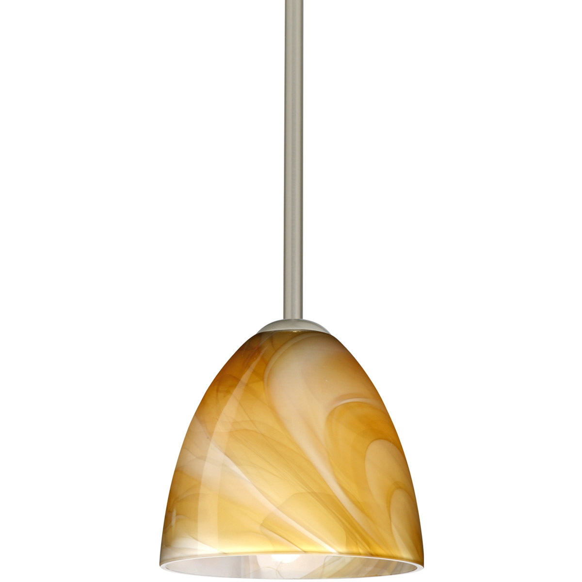 Vila LED Satin Nickel Stem Pendant Ceiling Light in Honey Glass