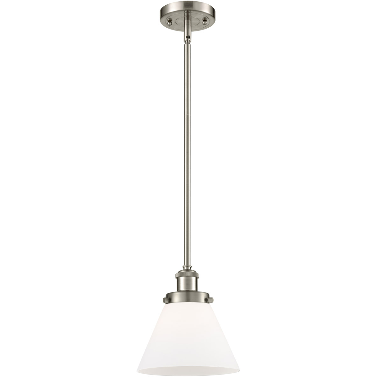 Ballston Large Cone 1 Light 8 inch Brushed Satin Nickel Pendant Ceiling Light in Matte White Glass, Ballston