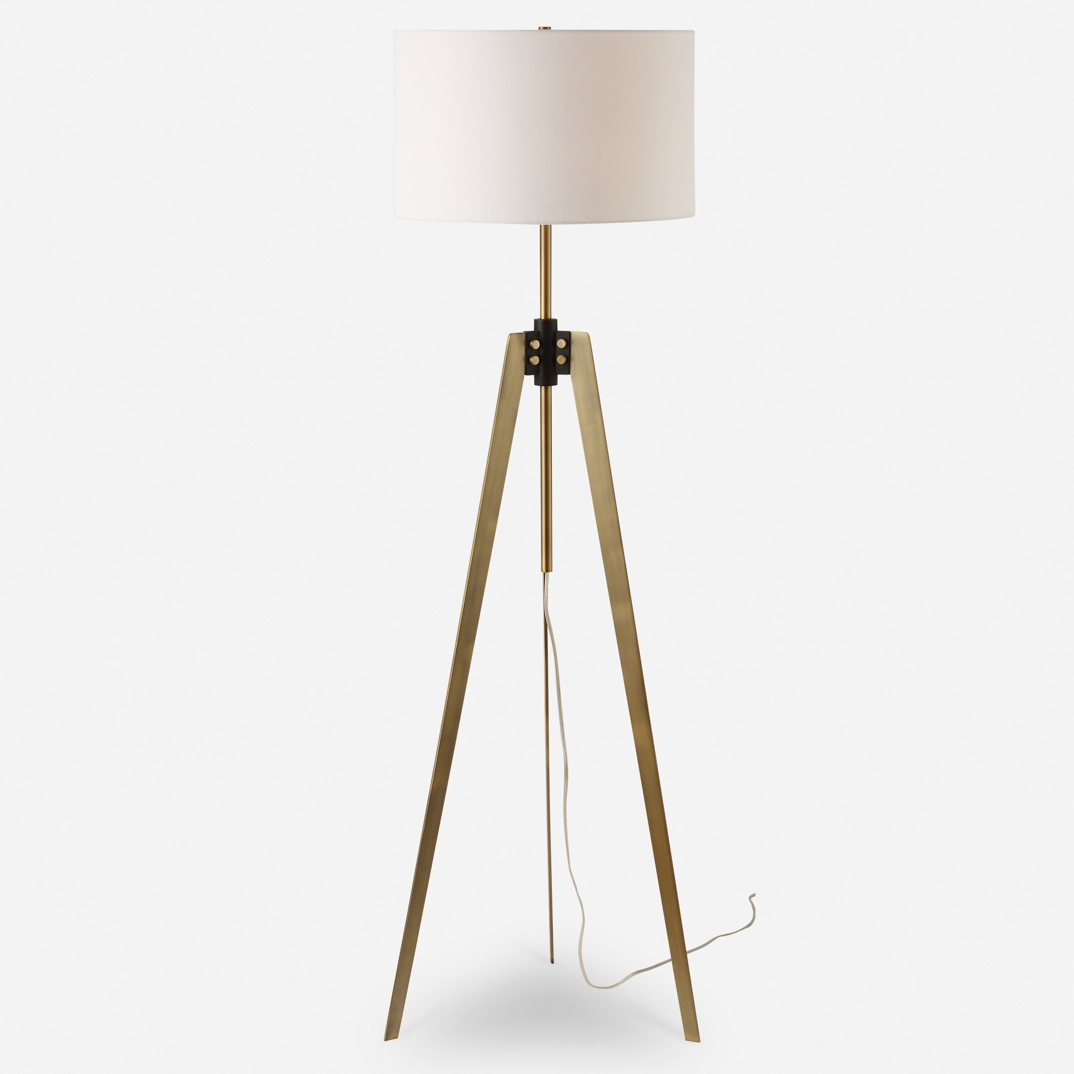 Anchorage 63.5 inch 150.00 watt Antique Brass and Black Floor Lamp Portable Light