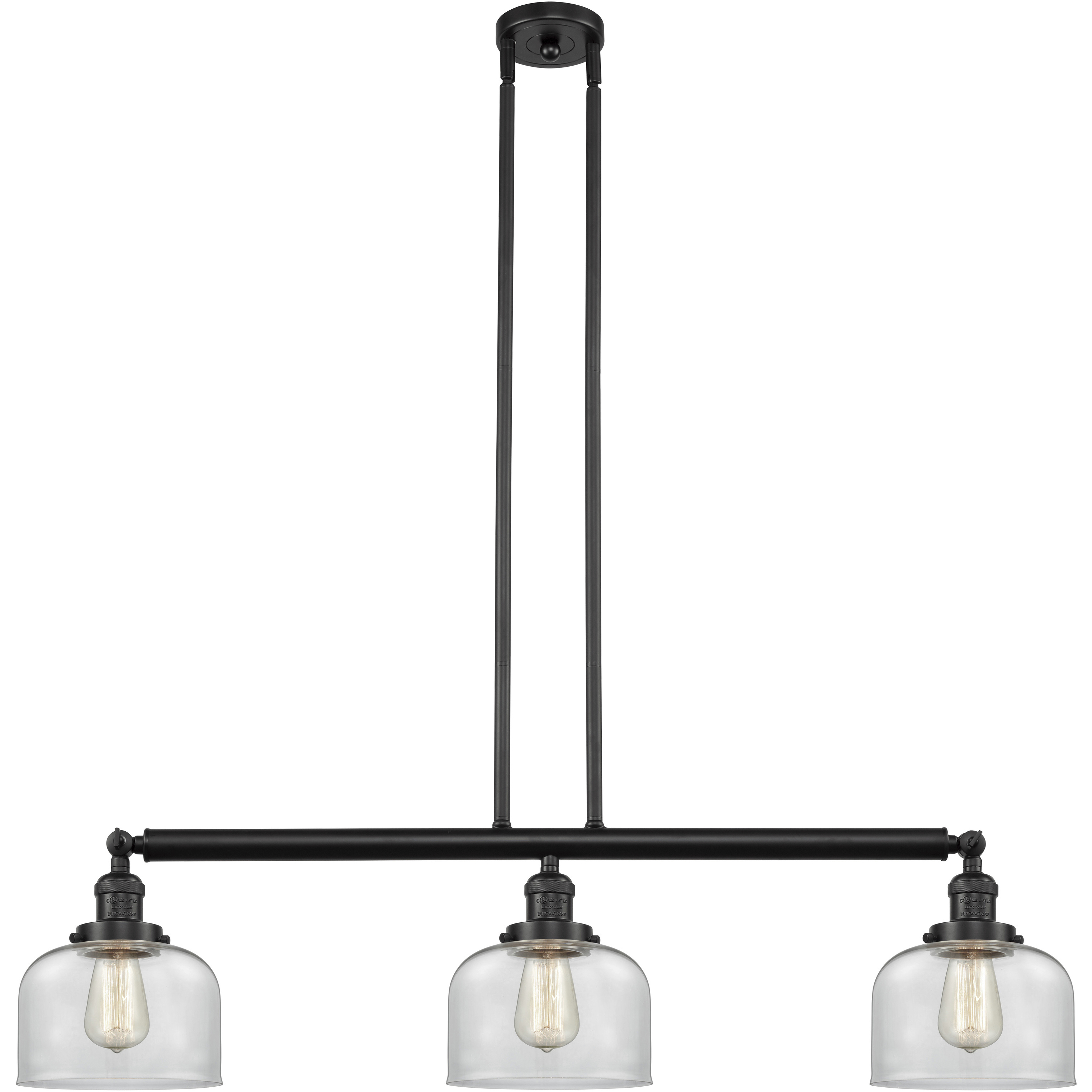 Franklin Restoration Large Bell 3 Light 41 inch Oil Rubbed Bronze Island Light Ceiling Light in Clear Glass, Franklin Restoration