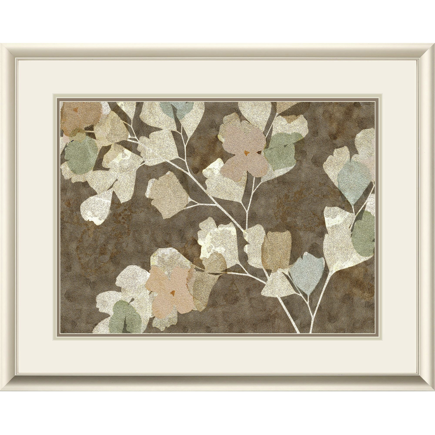 Antique Blossom Brown and Green and Neutral and Beige Framed Art, Propac