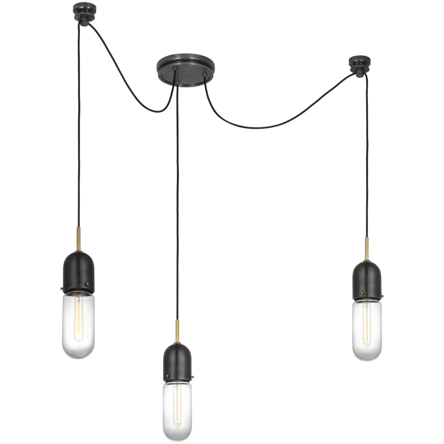 Thomas O'Brien Junio LED 8.75 inch Bronze and Brass Pendant Ceiling Light in Clear Glass, Bronze and Hand-Rubbed Antique Brass