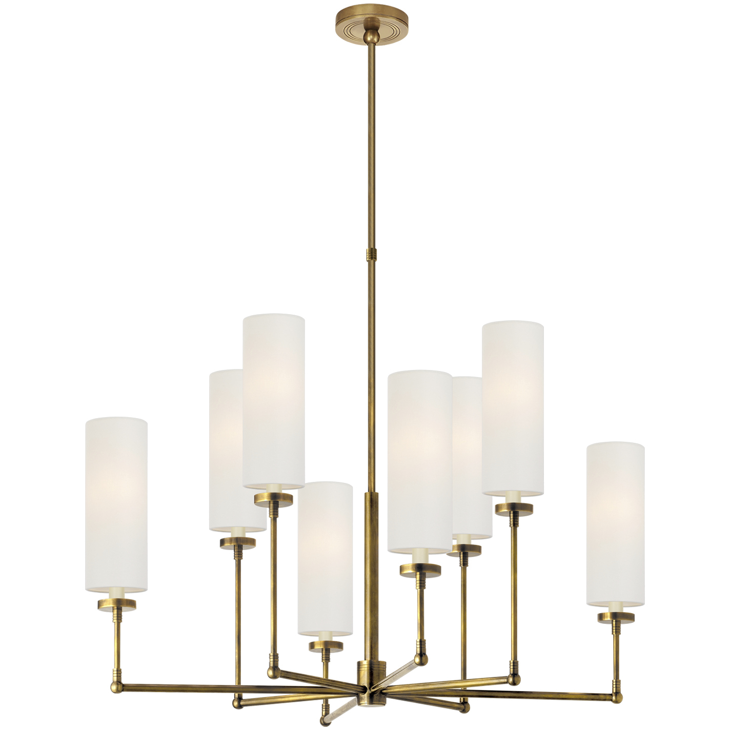 Thomas O'Brien Ziyi 8 Light 33.5 inch Hand-Rubbed Antique Brass Chandelier Ceiling Light in Linen, Large