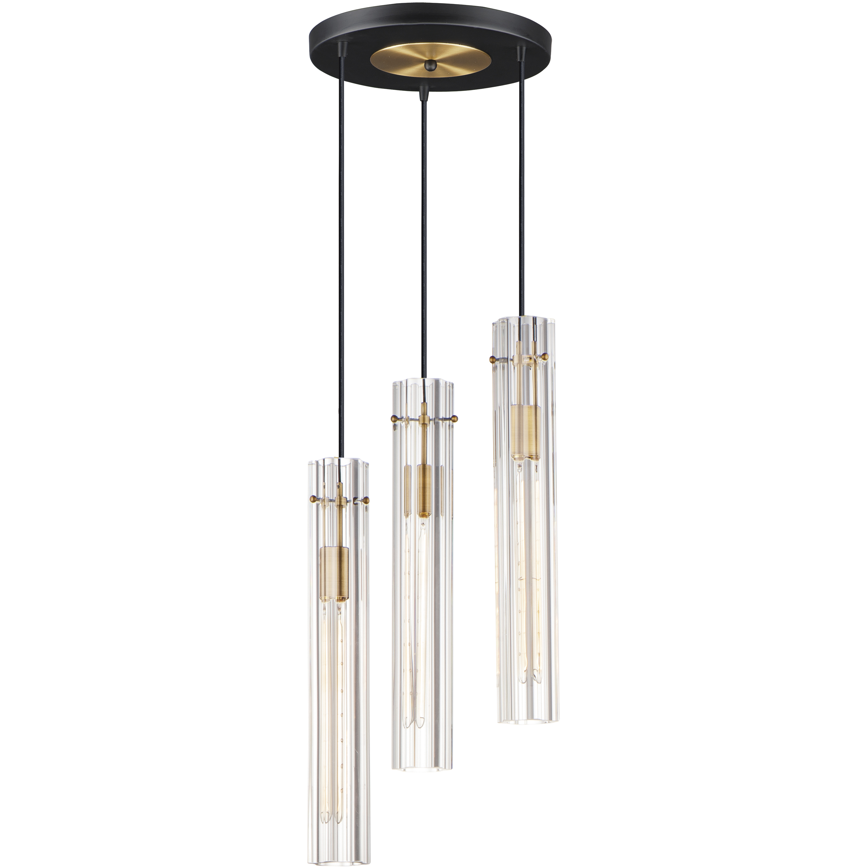 Flambeau 3 Light 12.75 inch Black and Antique Brass Chandelier Ceiling Light