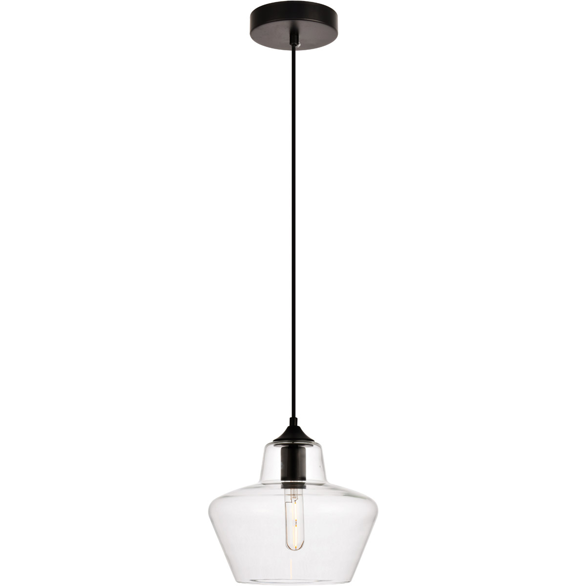 Placido 1 Light 9.8 inch Black and Clear Pendant Ceiling Light