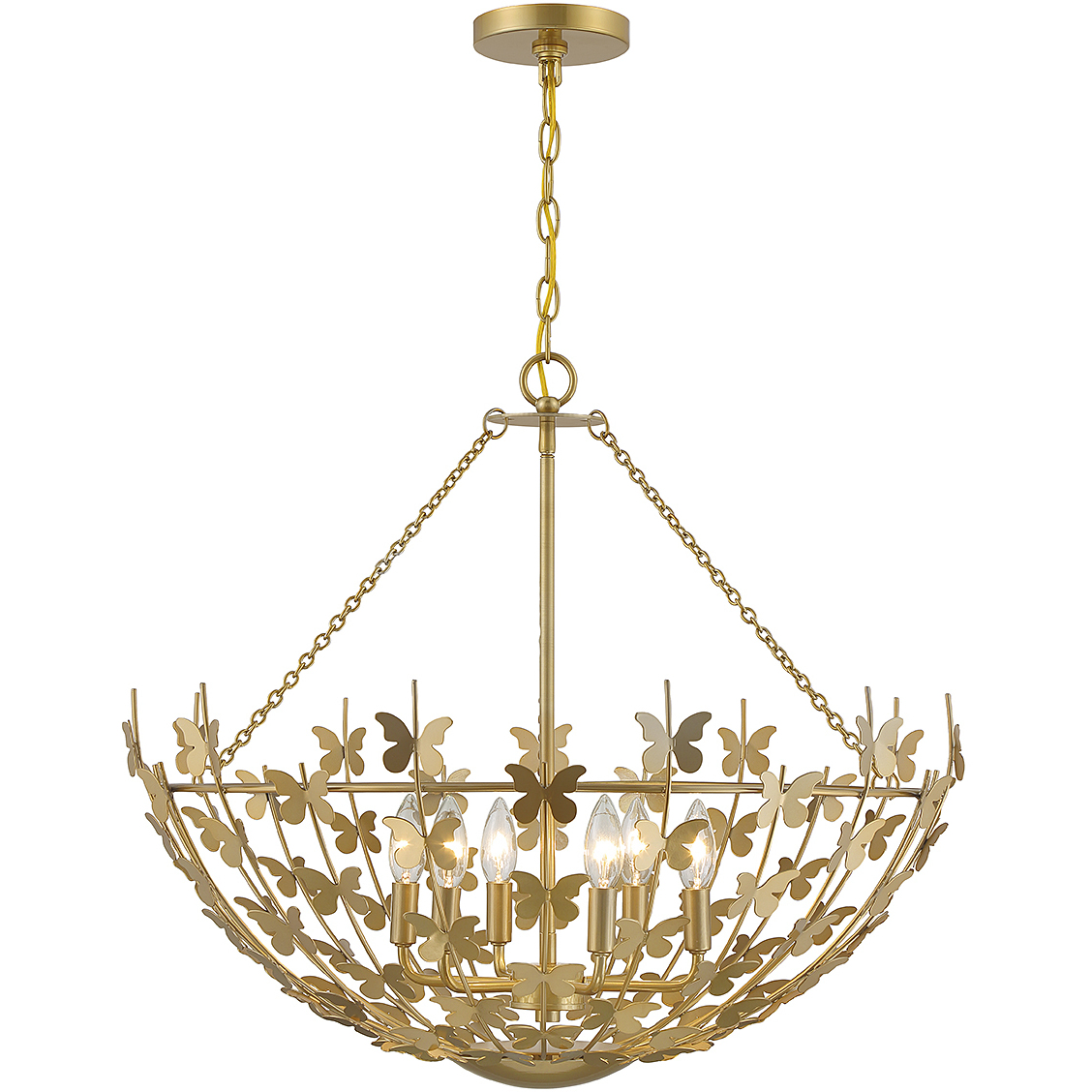 Birch 6 Light 28 inch Burnished Brass Pendant Ceiling Light