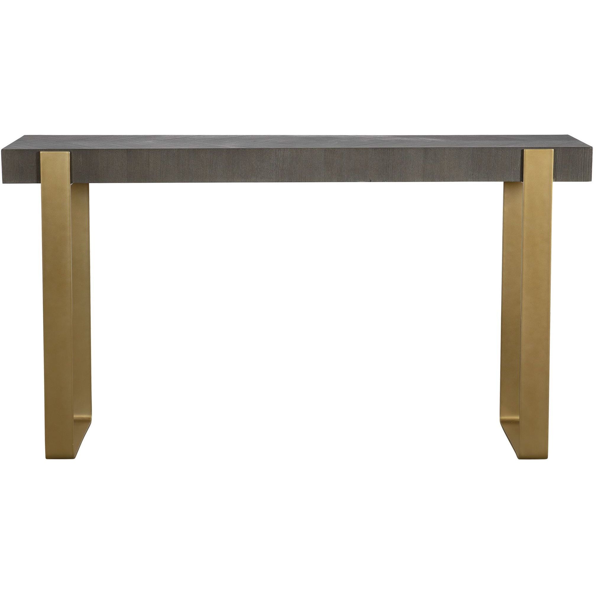 Kea 60 inch Dark Walnut Stain and Brushed Brass Console Table