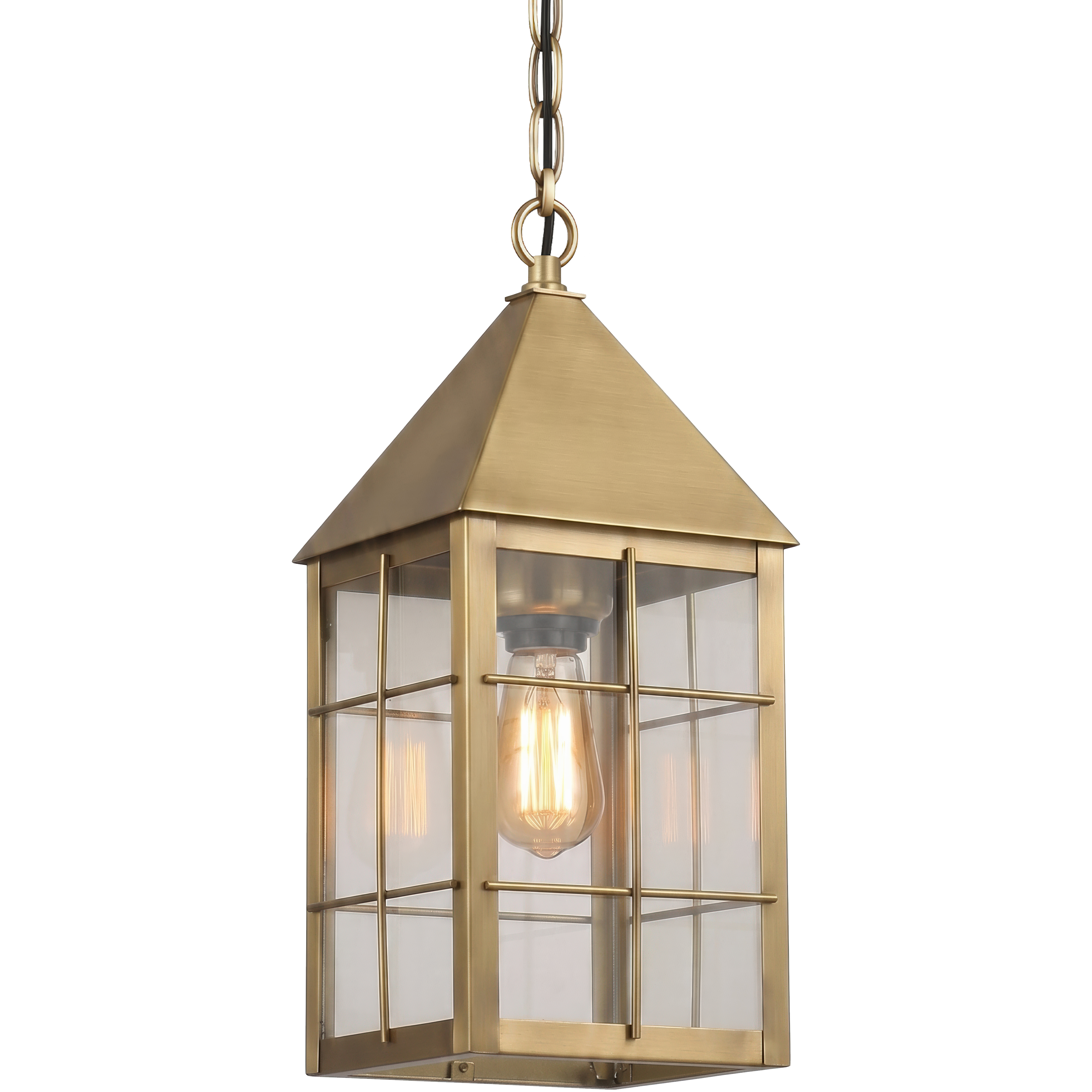 Ashford 1 Light 5.5 inch Antique Brass Outdoor Pendant in Clear Glass, H Wire Pattern, Brass Traditions by Innovations Lighting