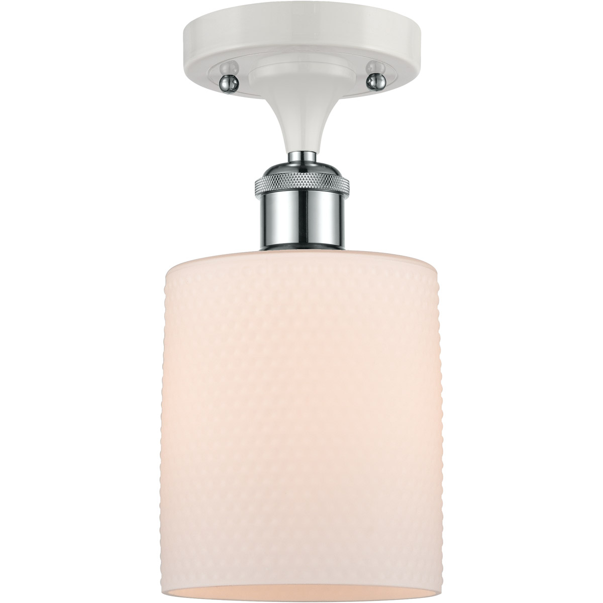 Ballston Cobbleskill LED 5 inch White and Polished Chrome Semi-Flush Mount Ceiling Light in Matte White Glass, Ballston