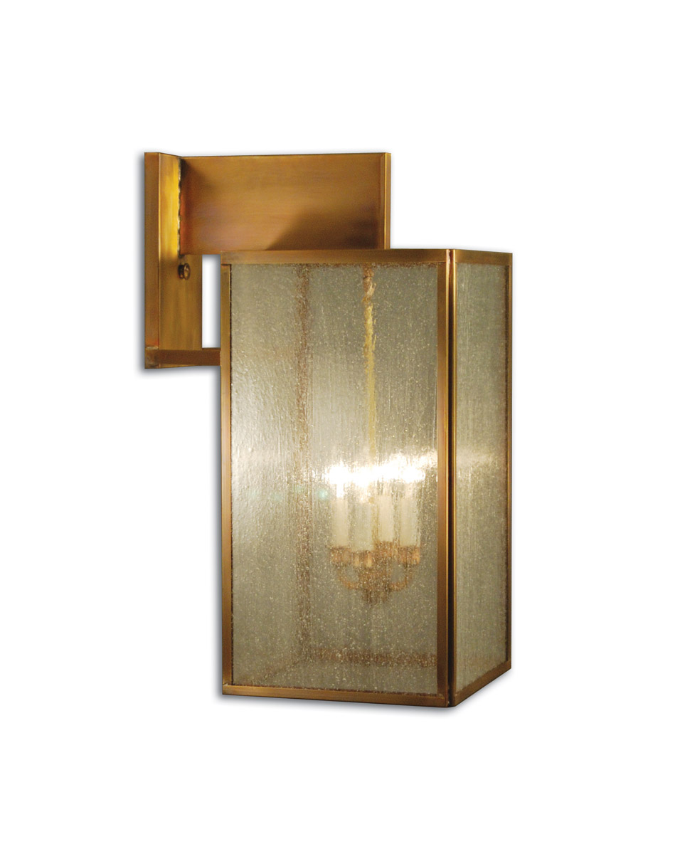 Midtown 4 Light 28 inch Verdi Gris Outdoor Wall Lantern in Clear Glass, Candelabra