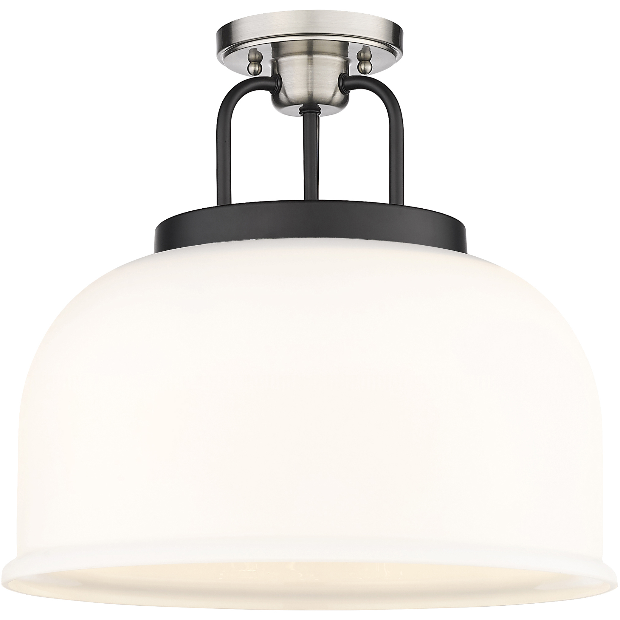 Kahana 3 Light 15 inch Black Satin Nickel Semi-Flush Mount Ceiling Light in Matte White Glass