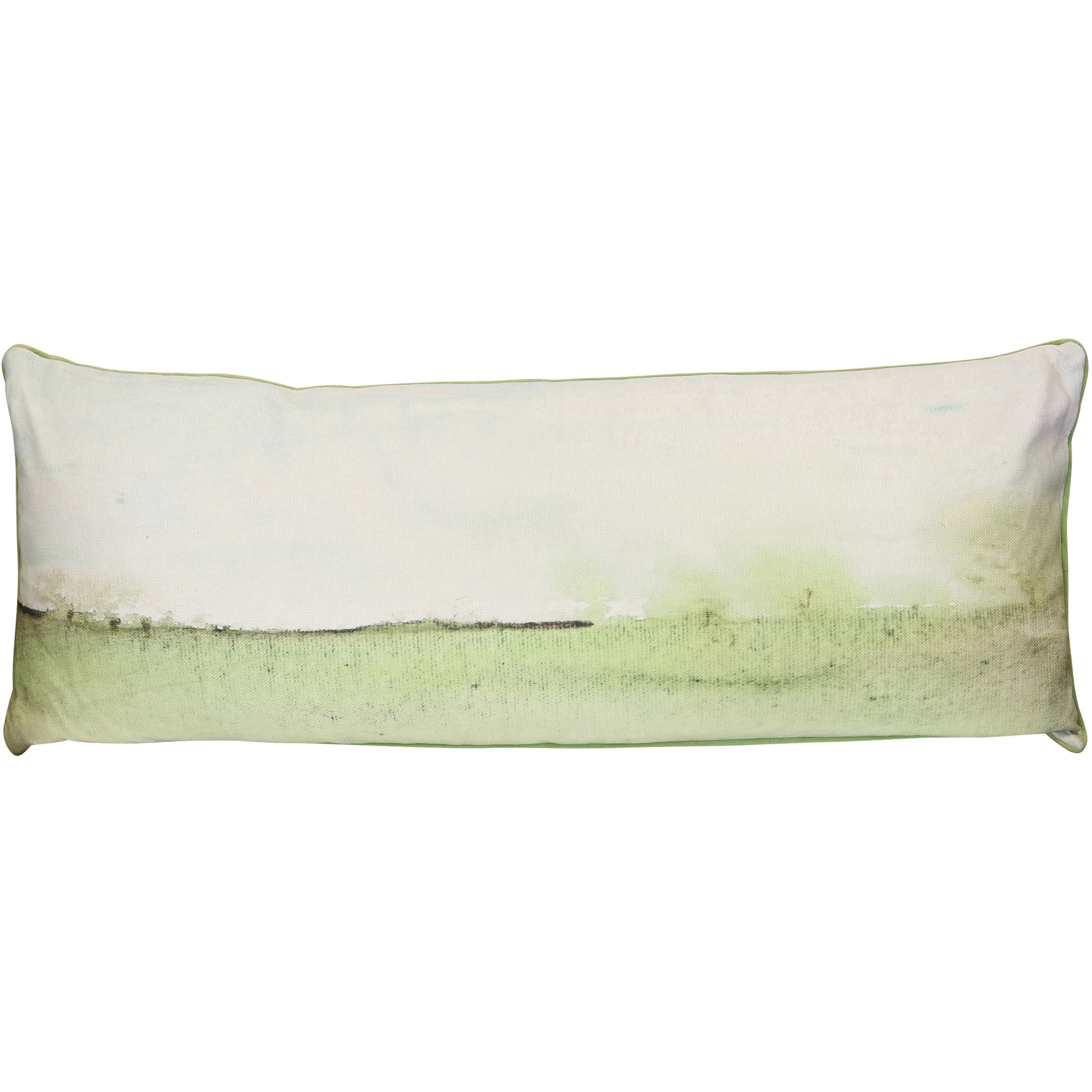 Verdant Field 36 inch Fresh Green and Soft Ivory and Muted Moss Pillow in 36" x 14"