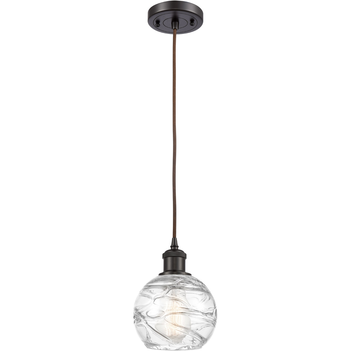 Ballston Small Deco Swirl LED 6 inch Oil Rubbed Bronze Mini Pendant Ceiling Light in Black Textured, Ballston