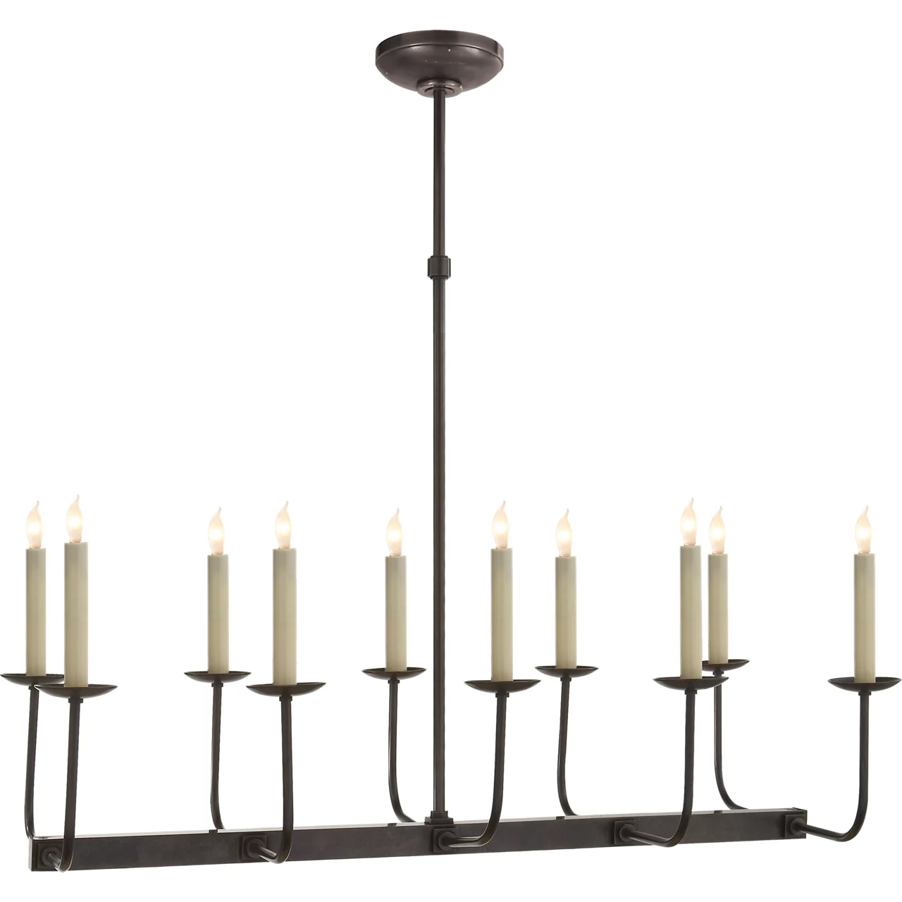 Chapman & Myers Linear Branched 10 Light 35 inch Bronze Linear Chandelier Ceiling Light in (None)