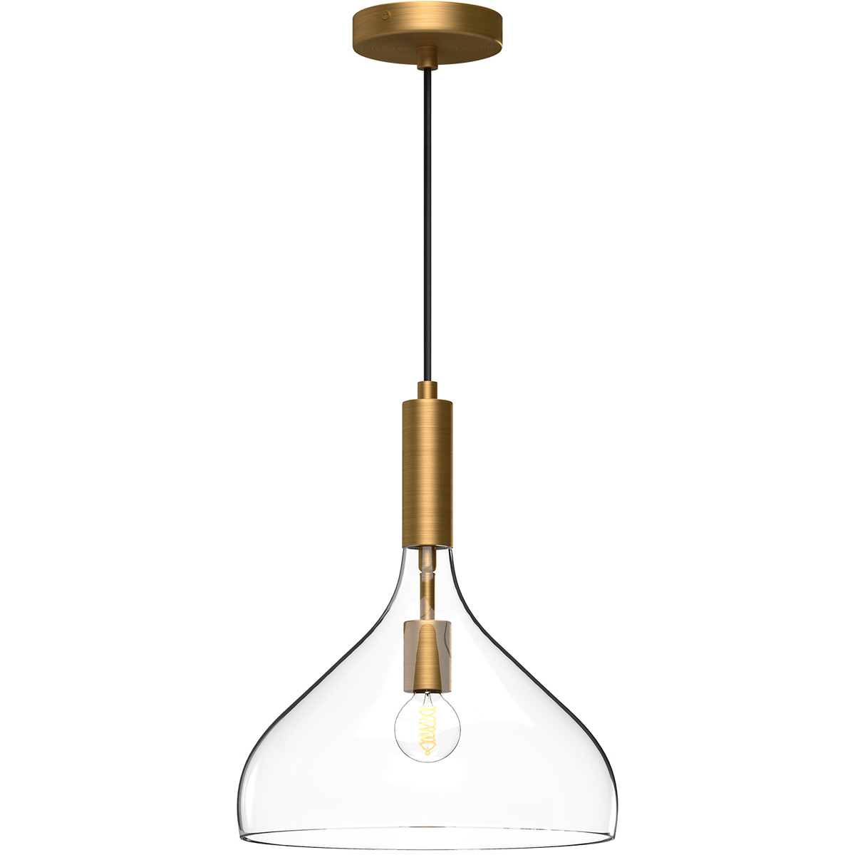 Alora Mood Belleview 1 Light 11.88 inch Aged Gold Pendant Ceiling Light in Clear Glass