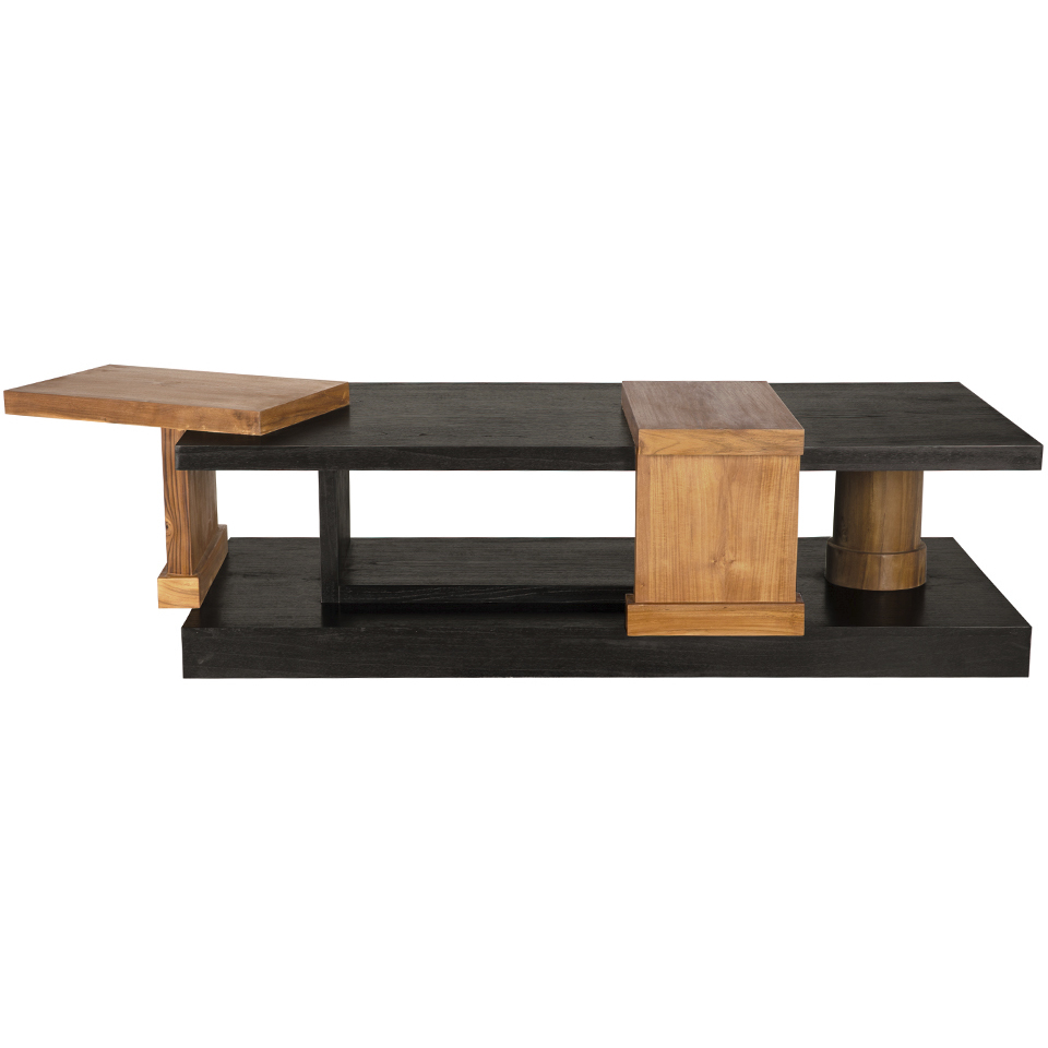 Fleming 79 X 33 inch Charcoal Black and Clear Coat Flat Coffee Table