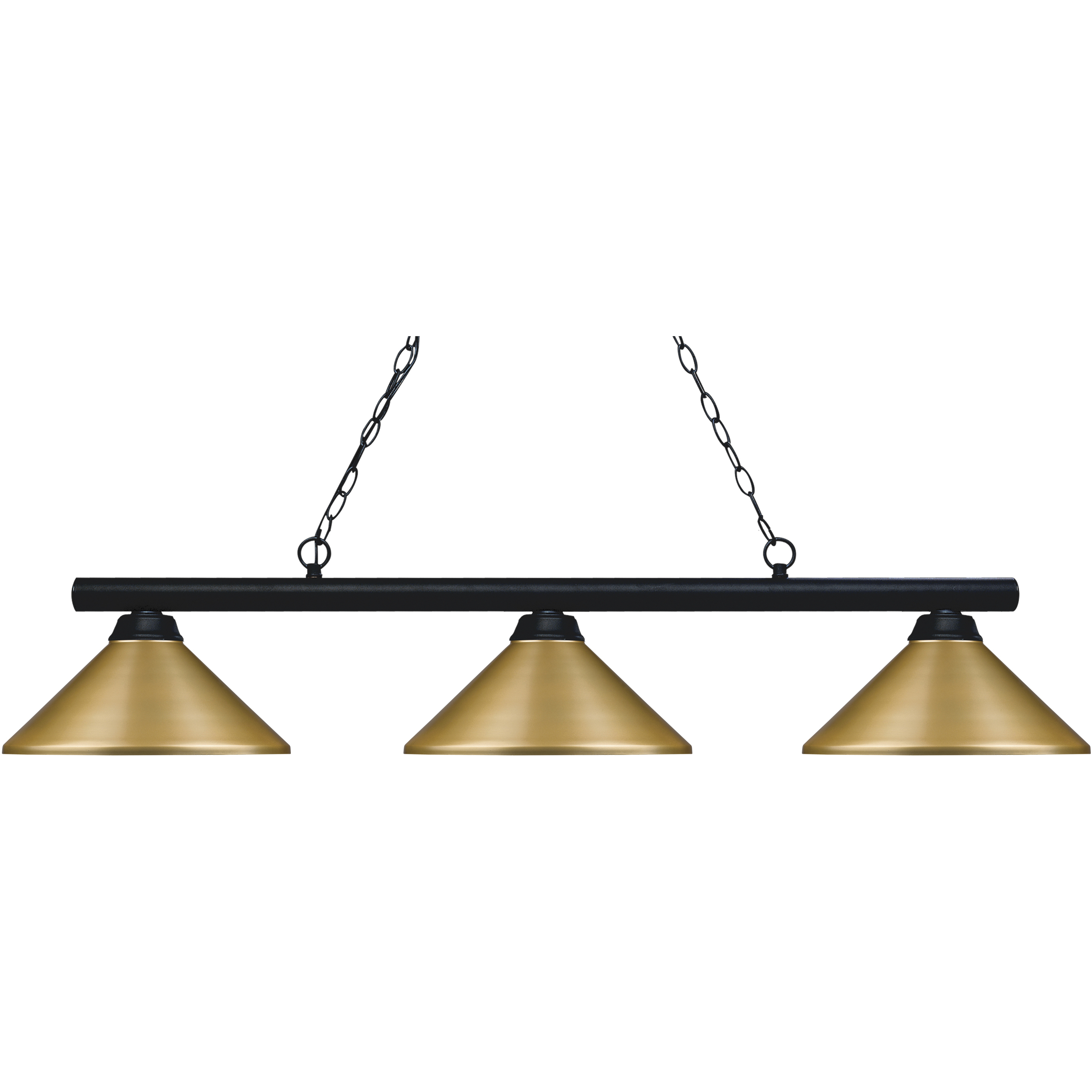 Sharp Shooter 3 Light 48 inch Matte Black Billiard Ceiling Light in Satin Gold Steel