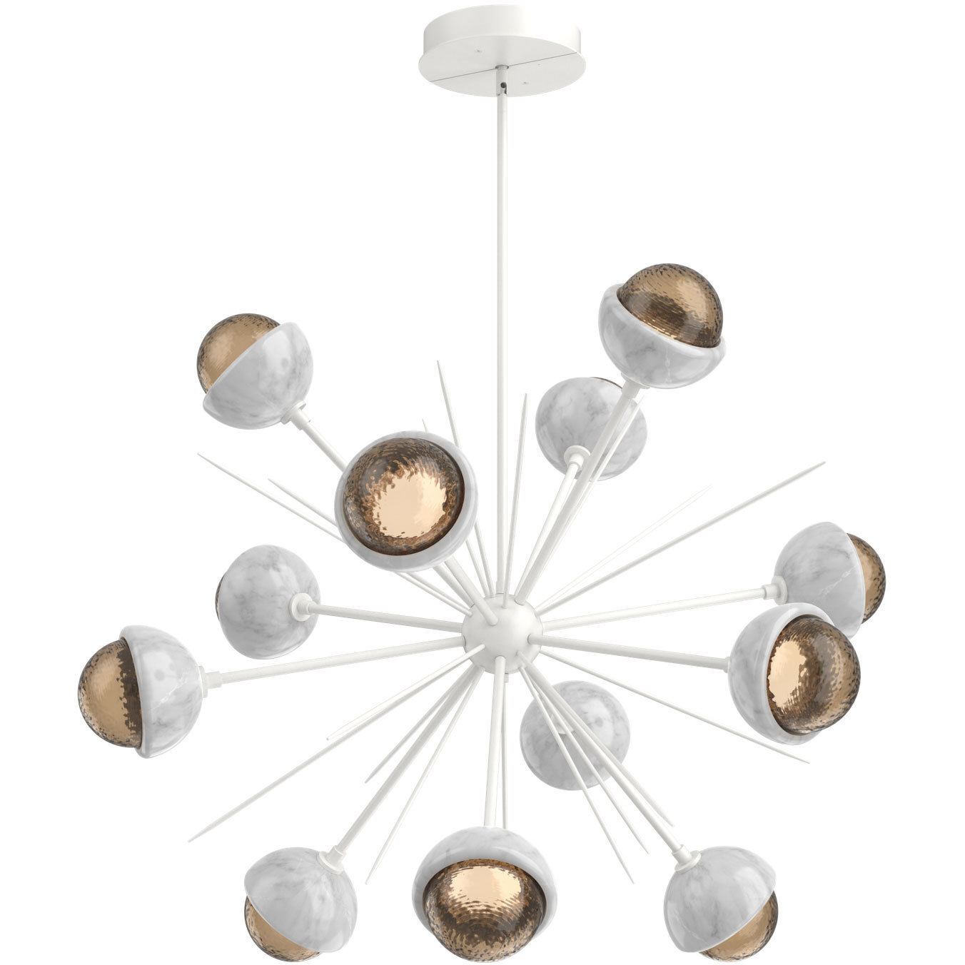 Cabochon LED 41 inch Salt White with White Marble Chandelier Ceiling Light in 3000K LED, Bronze, Startburst