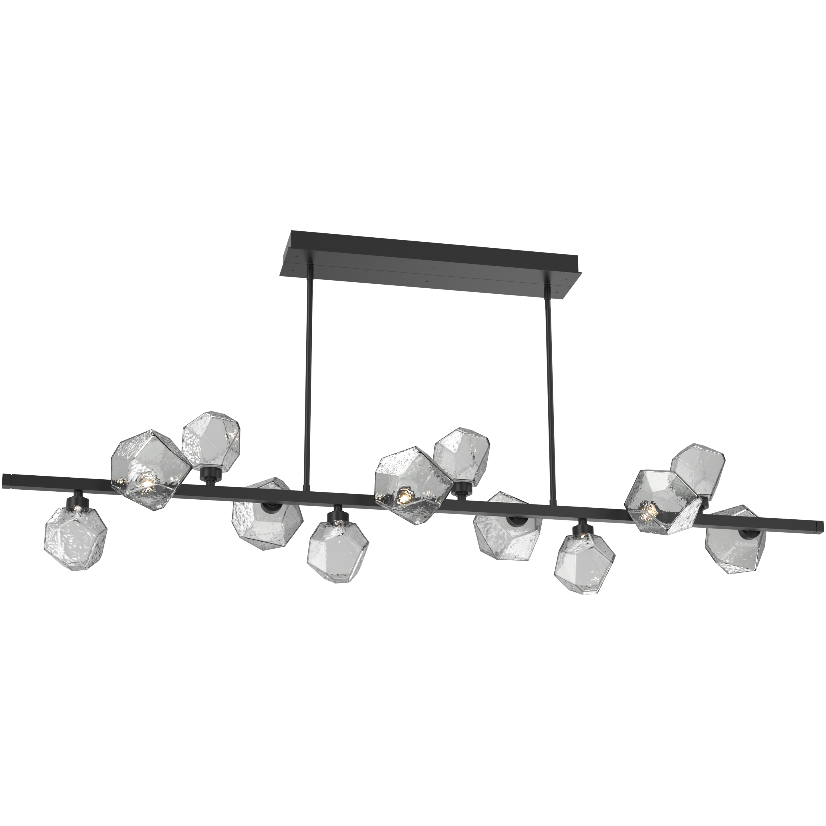 Gem LED 72 inch Matte Black Chandelier Ceiling Light in Smoke, 2700K LED, Twisted Branch