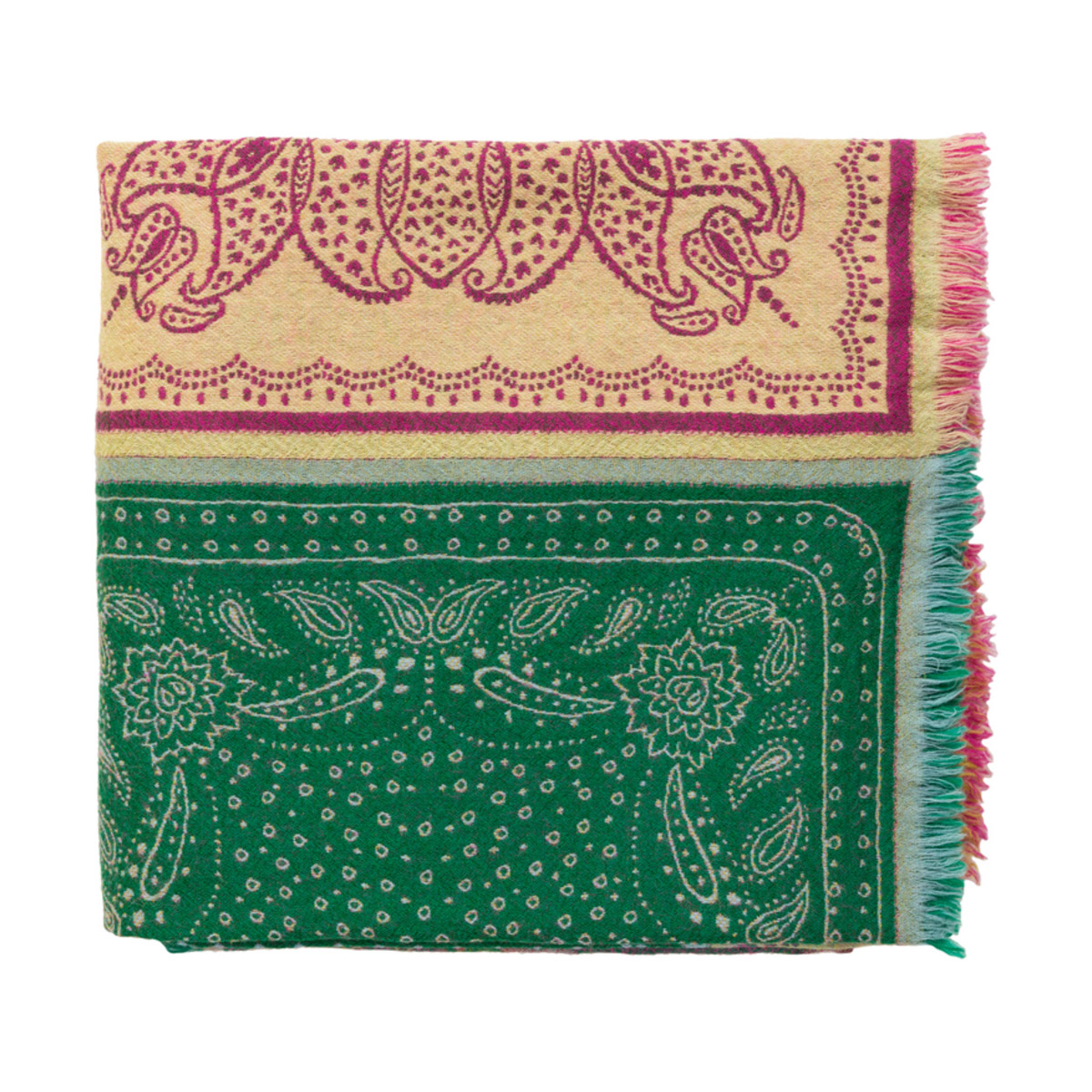 Indira 70 X 50 inch Bright Pink/Lime/Dark Green/Grass Green Throws in Pink and Green