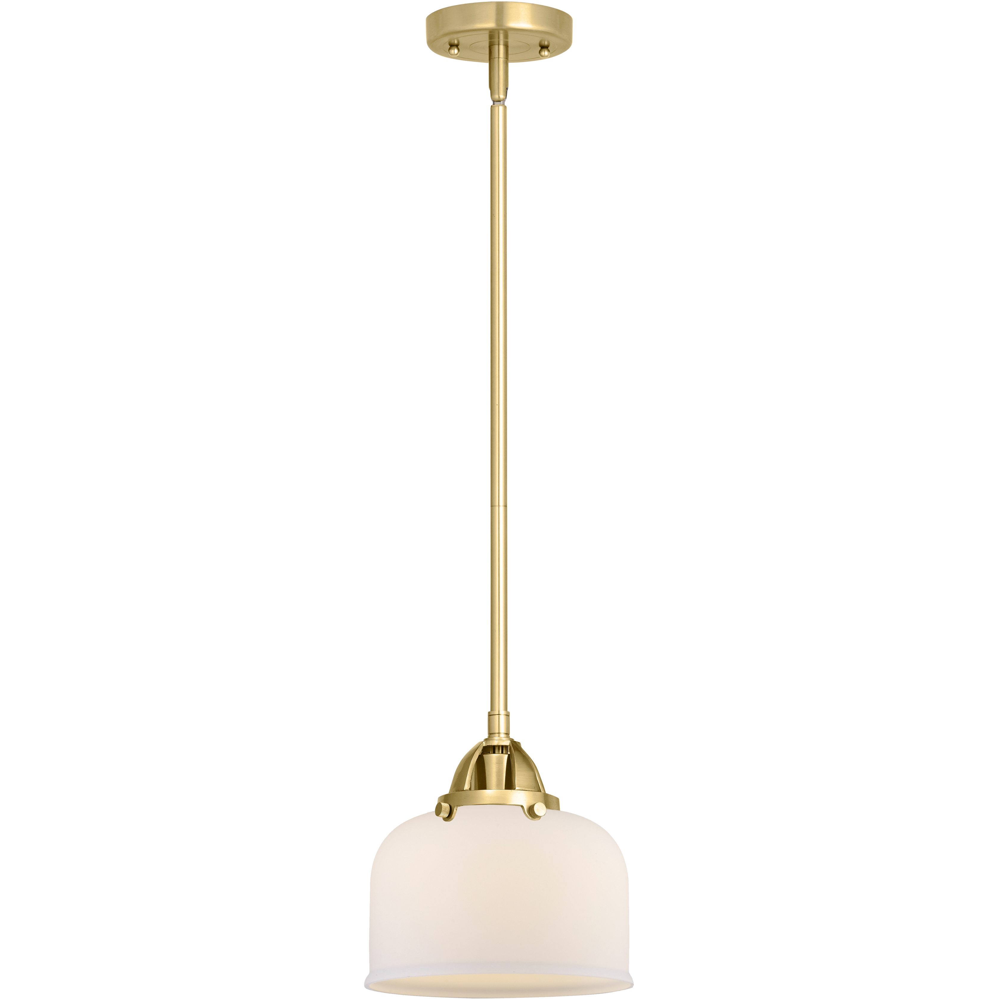 Nouveau 2 Bell 1 Light 8 inch Satin Gold Mini Pendant Ceiling Light in Incandescent, Matte White