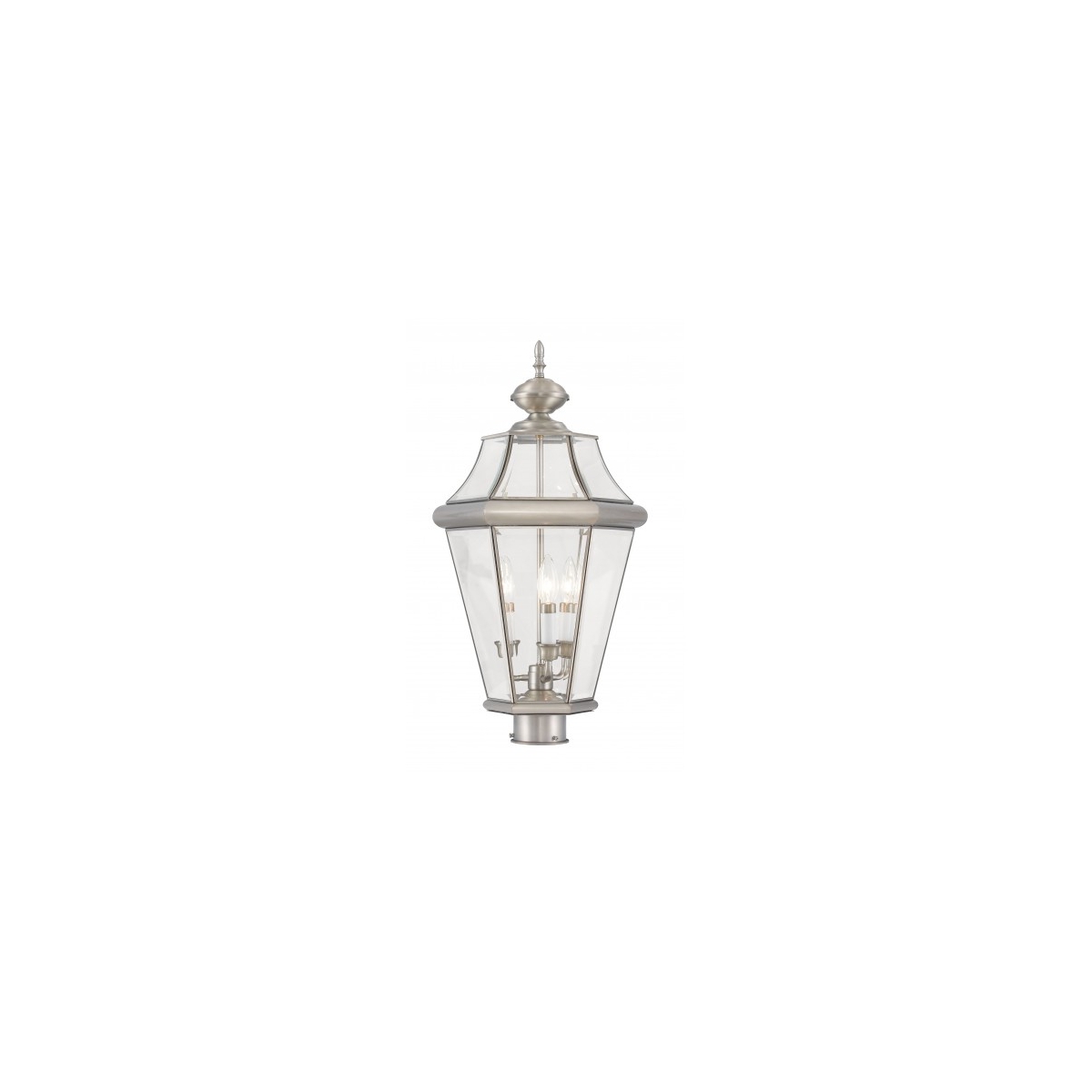 Georgetown 3 Light 23 inch Brushed Nickel Outdoor Post Top Lantern