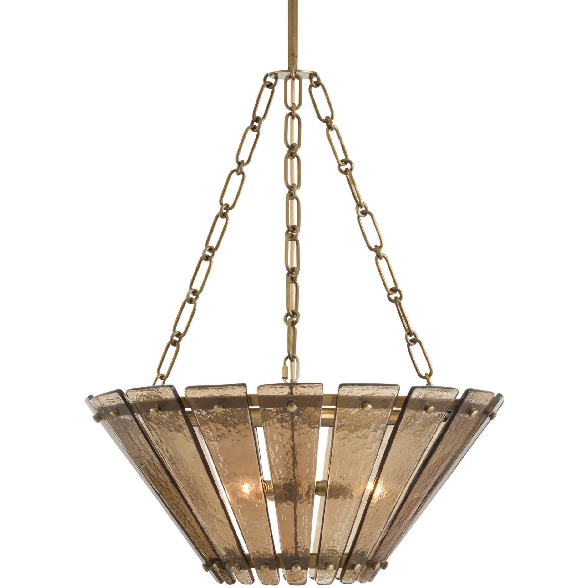 Decora 3 Light 24 inch Smoke and Antique Brass Chandelier Ceiling Light