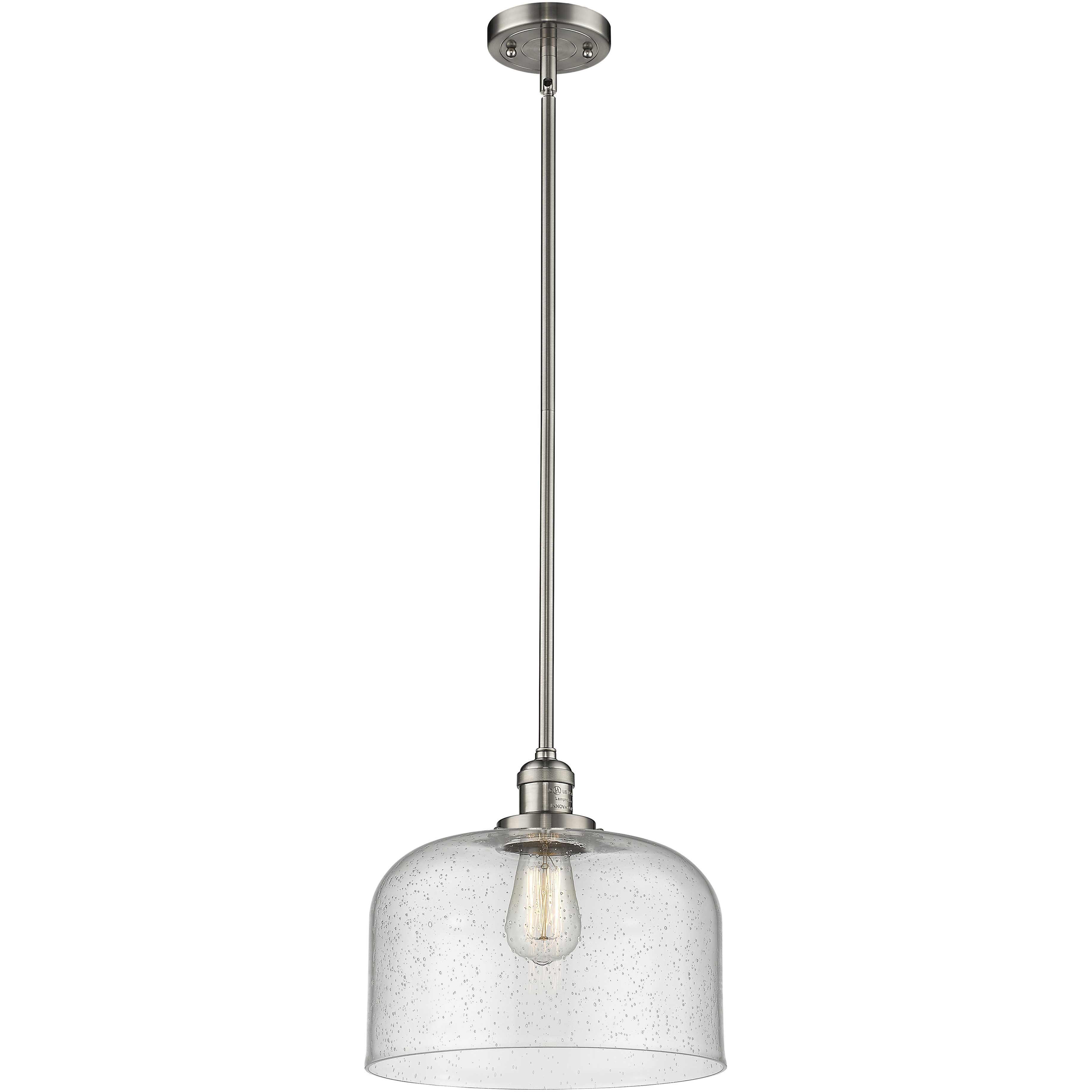 Franklin Restoration Bell 1 Light 12 inch Brushed Satin Nickel Mini Pendant Ceiling Light in Incandescent, Seedy, Franklin Restoration