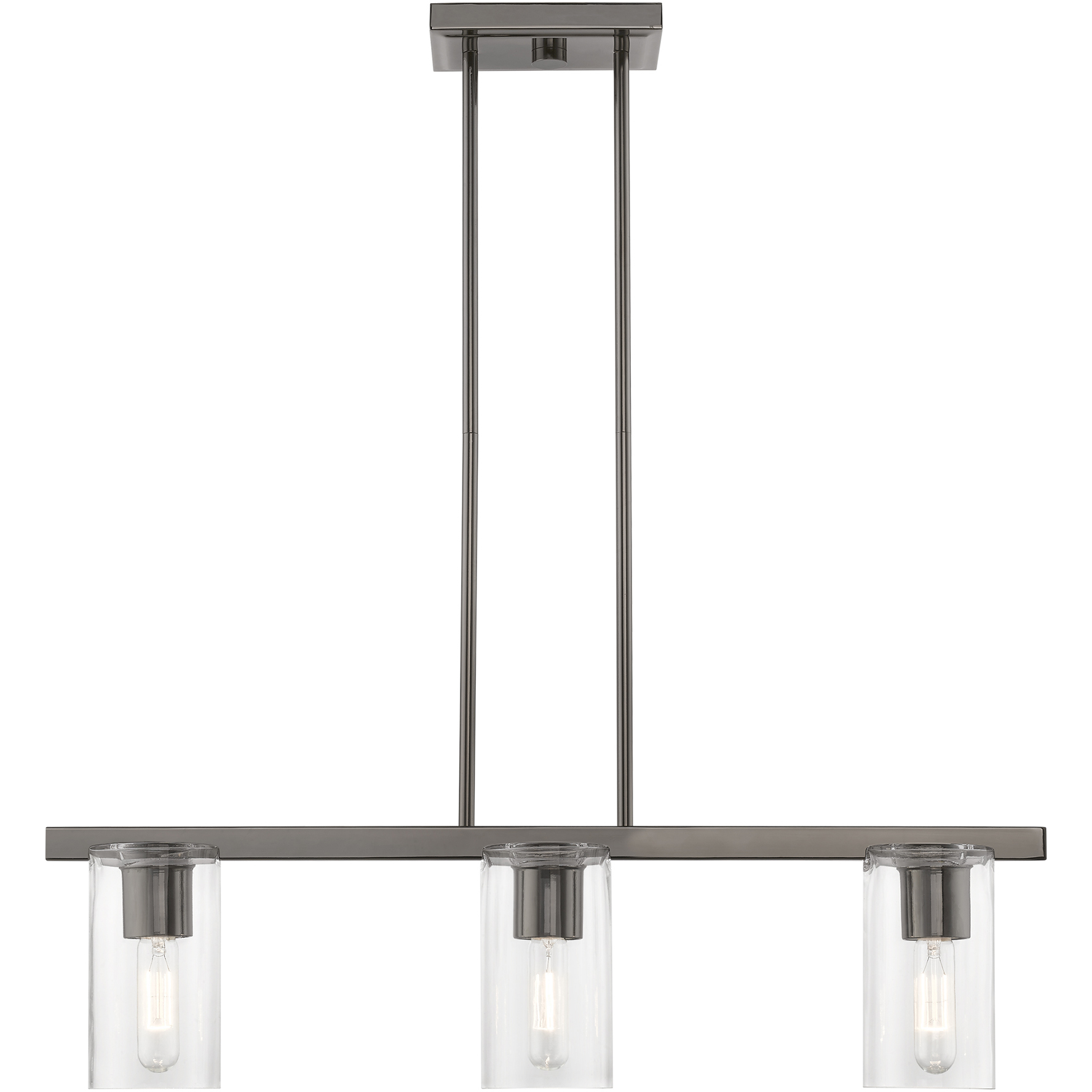 Clarion 3 Light 30 inch Black Chrome Linear Chandelier Ceiling Light