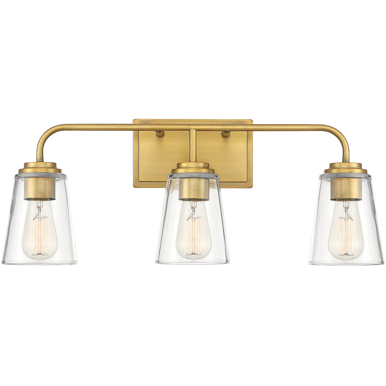 Transitional 3 Light 24 inch Natural Brass Bathroom Vanity Light Wall Light