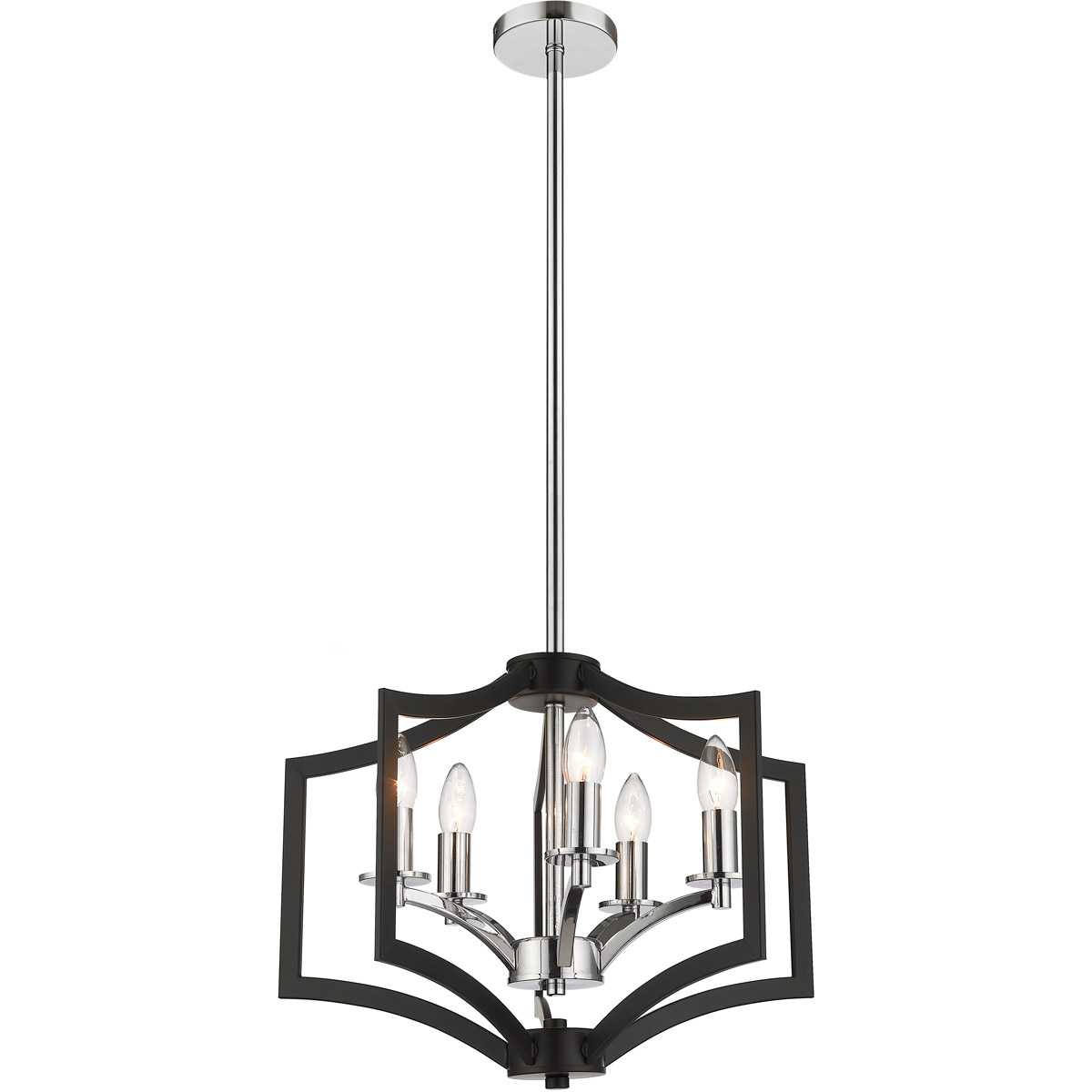 Canada 5 Light 18.5 inch Black/Chrome Single Pendant Lighting Ceiling Light