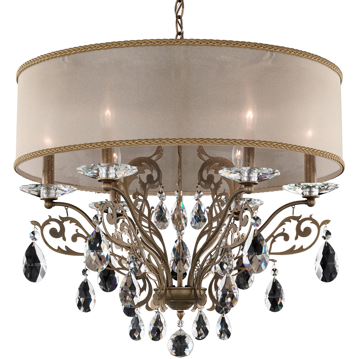 Filigrae 6 Light 24 inch Antique Silver Chandelier Ceiling Light in White