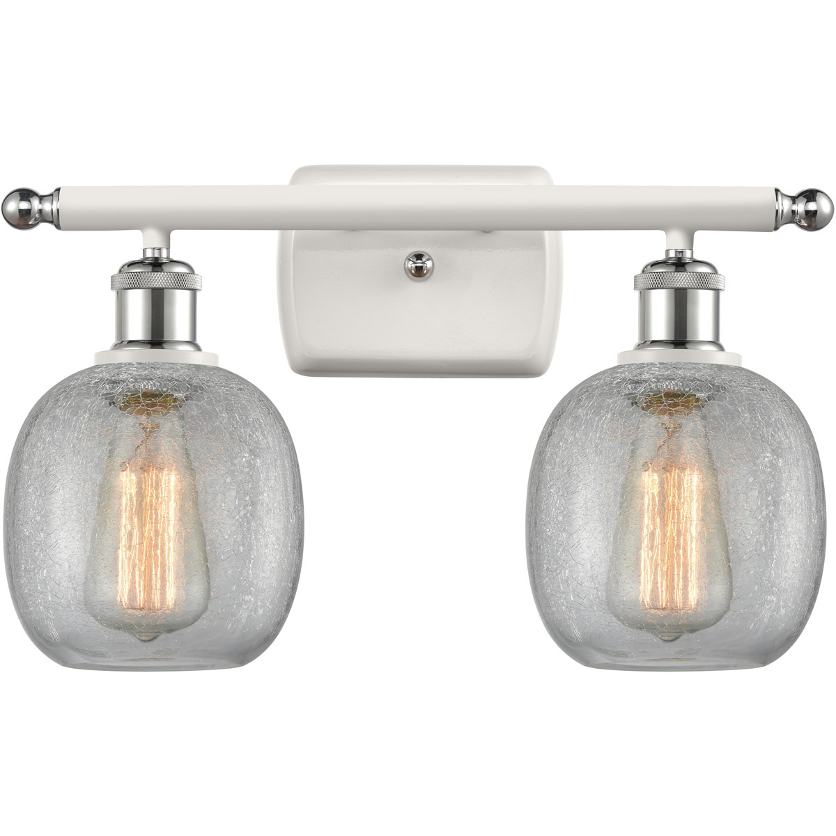 Ballston Belfast LED 16 inch White and Polished Chrome Bath Vanity Light Wall Light in Clear Crackle Glass, Ballston