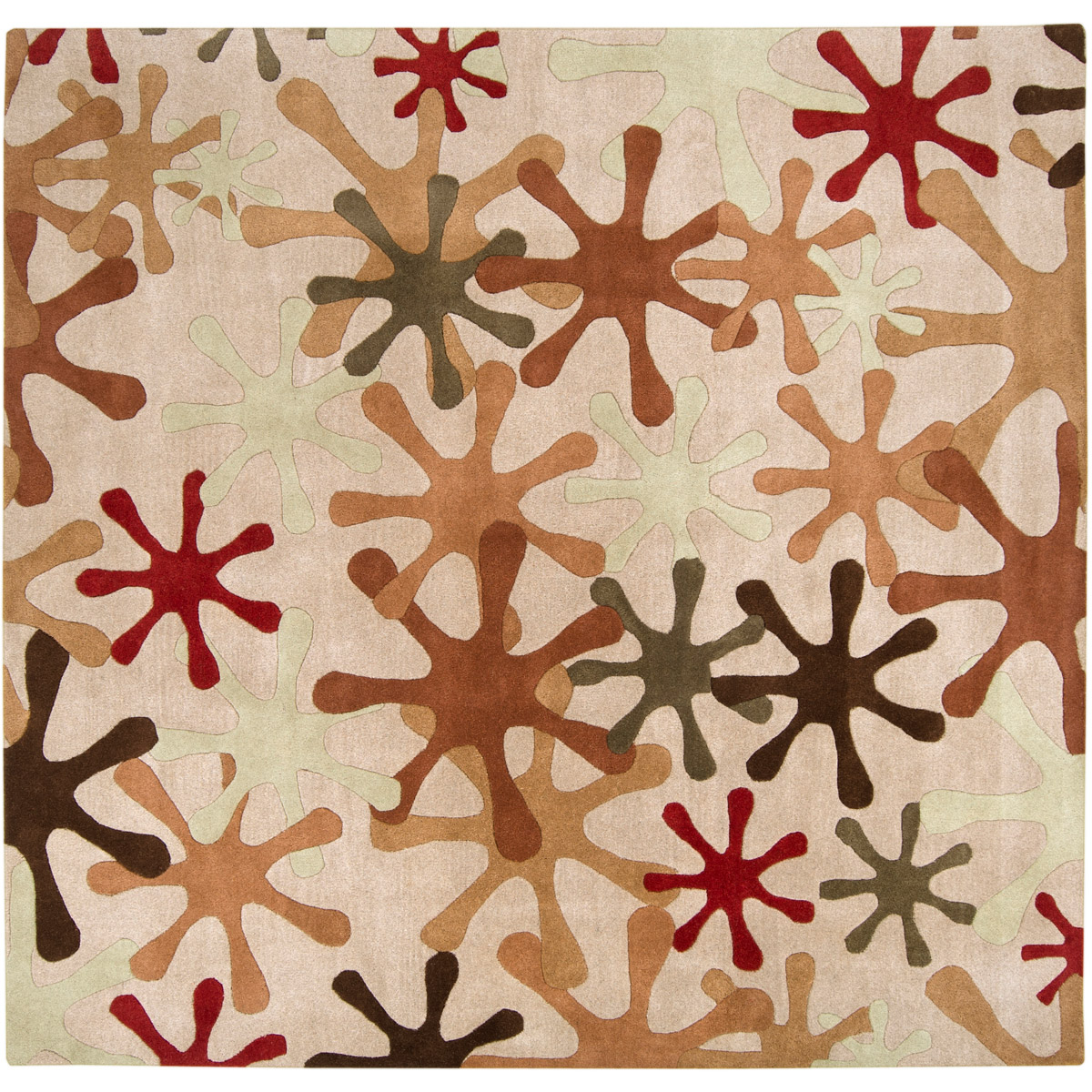 Athena 117 X 117 inch Brown and Red Area Rug, Wool